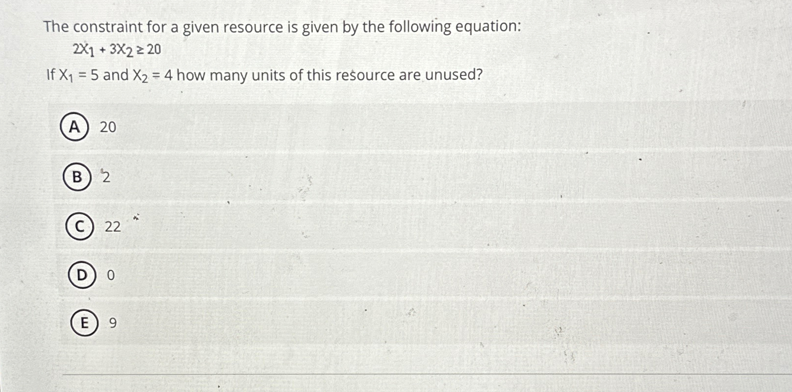  The constraint for a given resource is given by the following