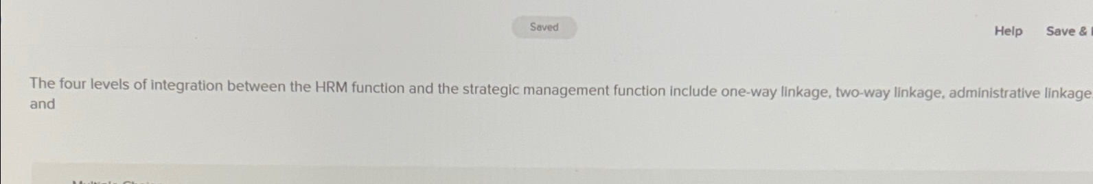  Help Save & The four levels of integration between the HRM