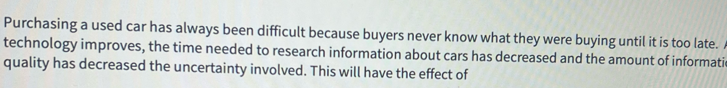  Purchasing a used car has always been difficult because buyers never