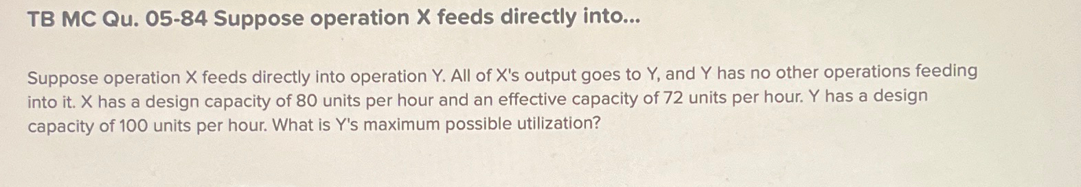  TB MC Qu.05-84 Suppose operation X feeds directly into... Suppose operation