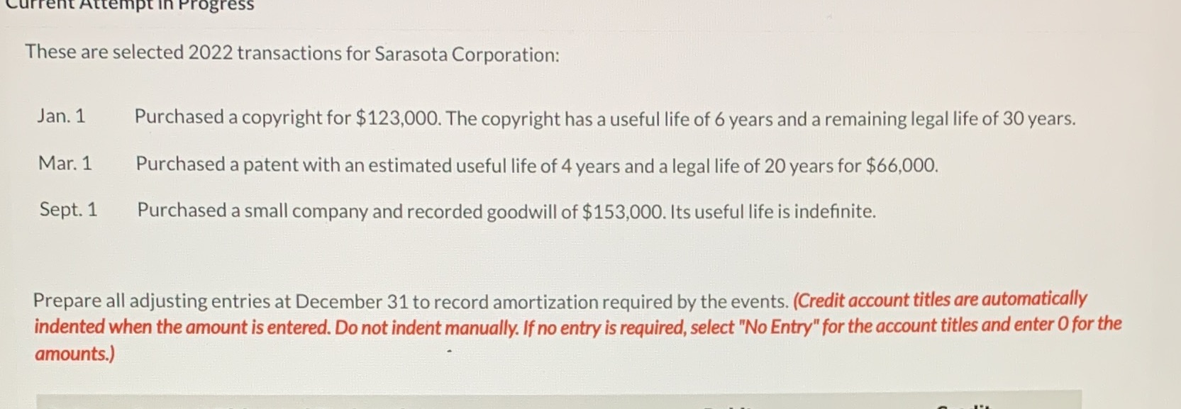 current Attempt in Progress These are selected 2022 transactions for Sarasota