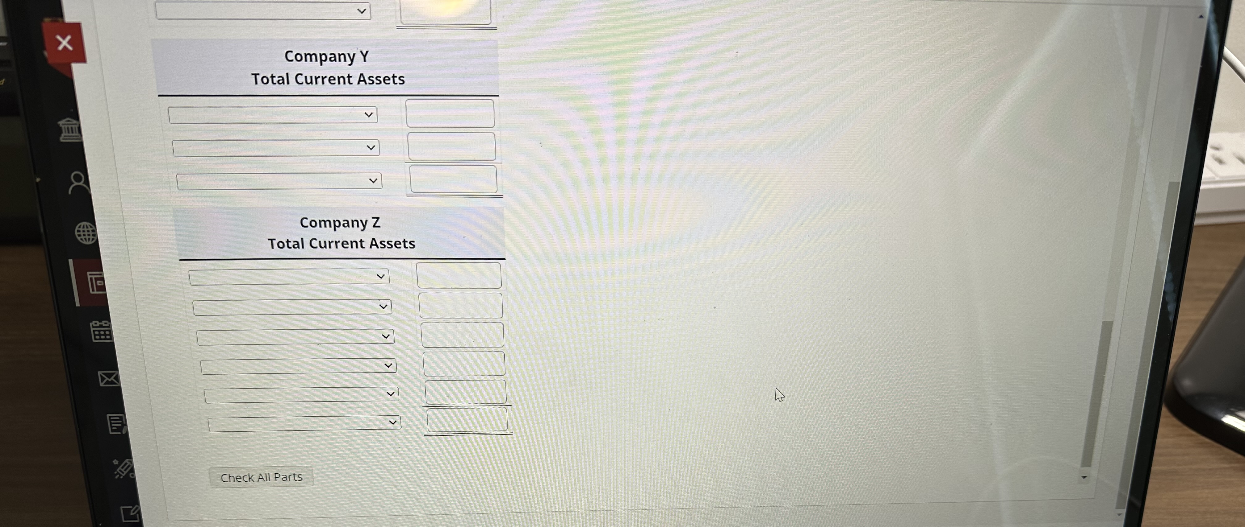 Sales Revenue 94,800 Selling Expenses 19,300 Company Y Accounts Receivable 12,200 Cash