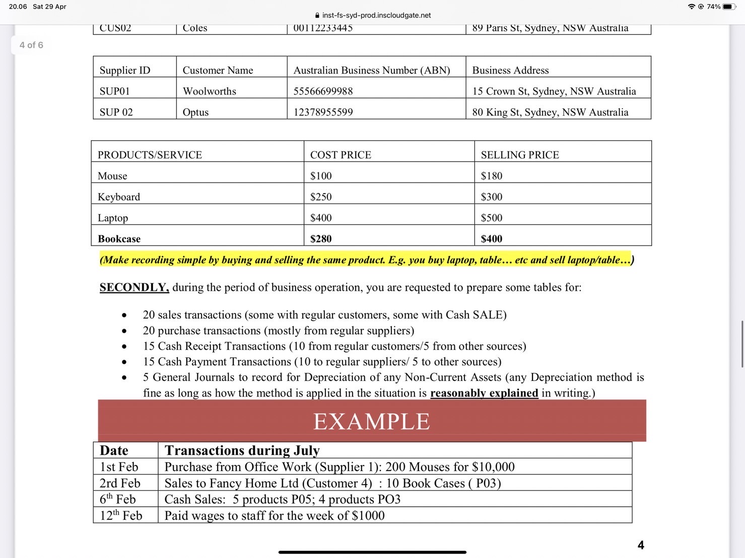NCA' 5 Depreciation Schedule. The successful completion of this task will demonstrate