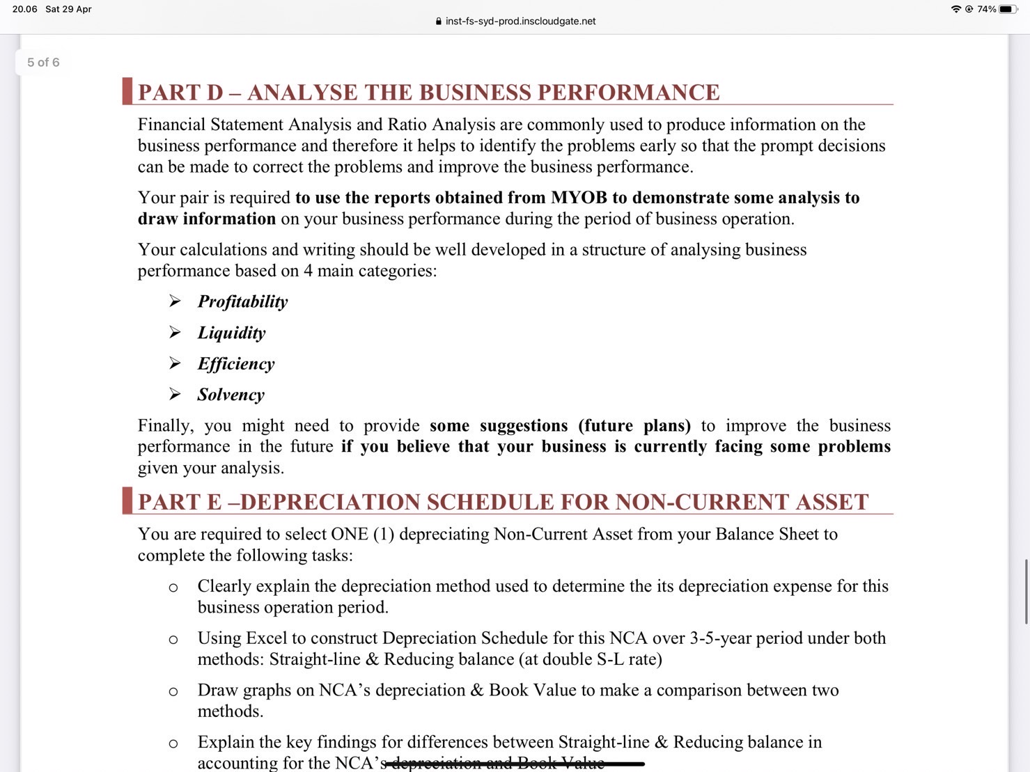 applied in real business context, as well as the ability to use