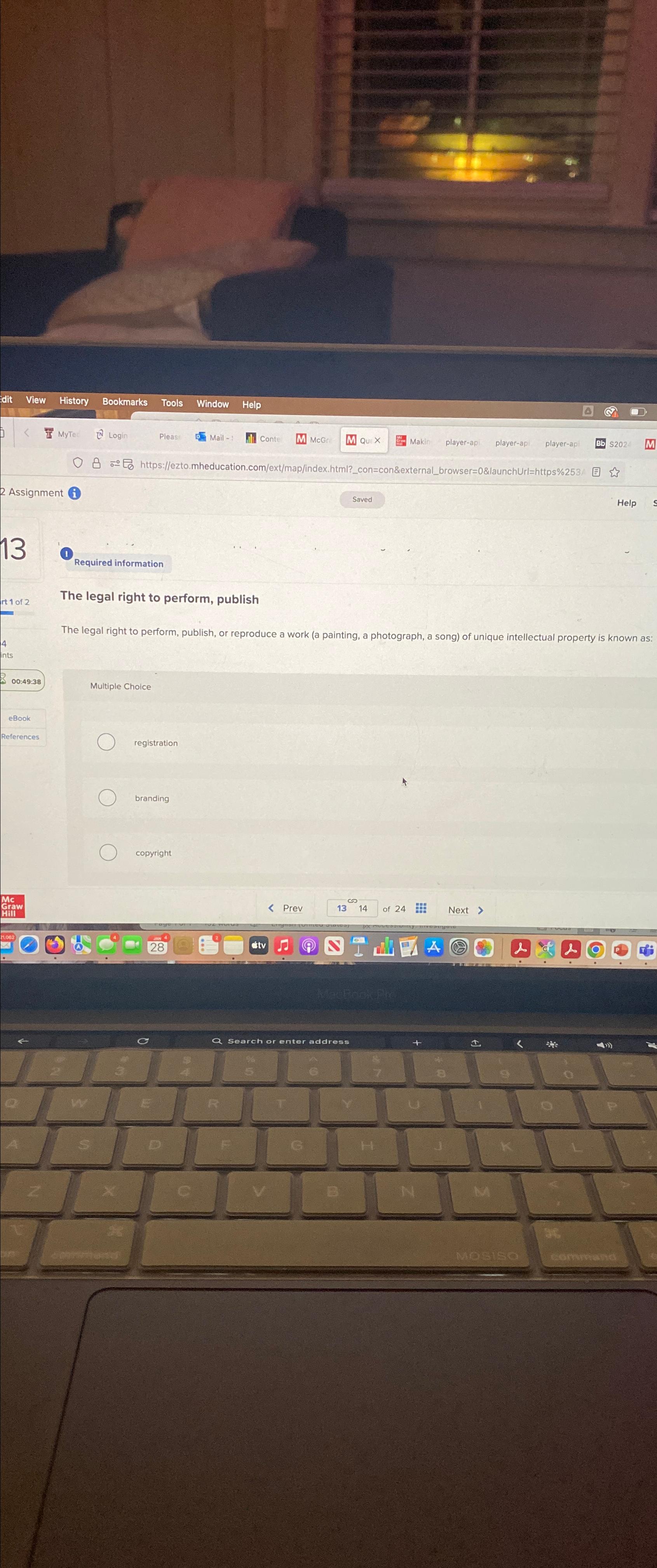 (i) 2 Assignment i Saved Help 13 Required information The legal