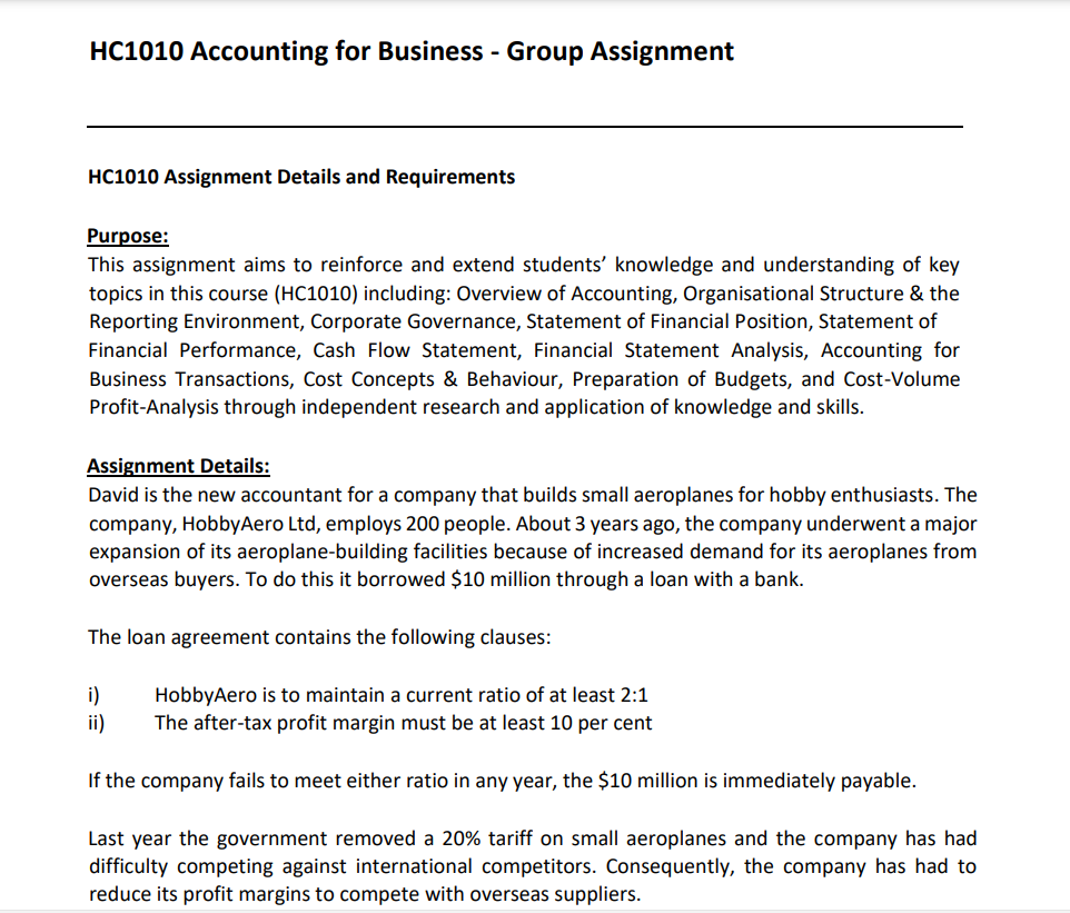 Assessment Type Group Assignment Assessment Title Accounting for Business Decisions Purpose of