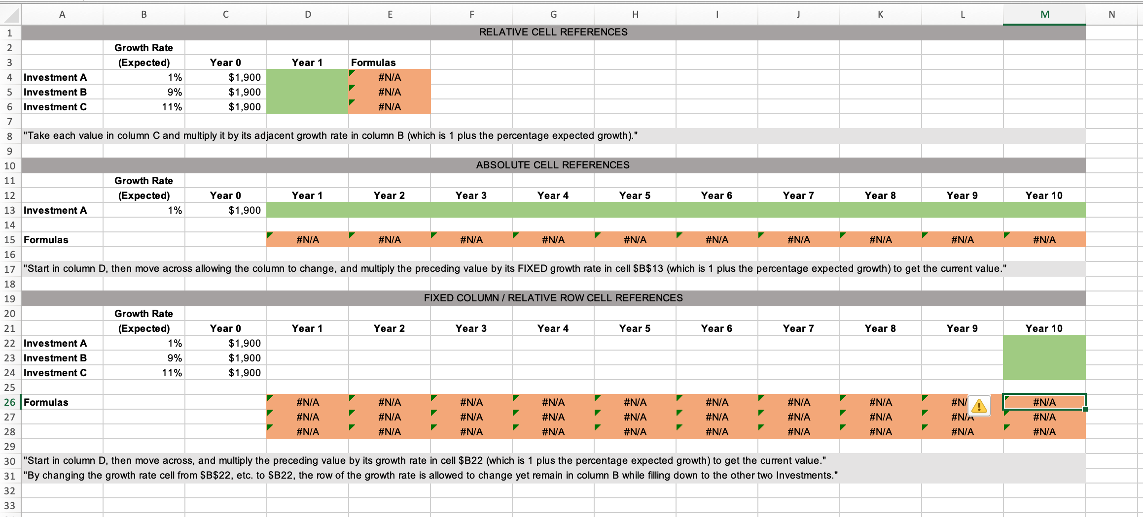 down" either the row, column, or both so no change occurs when