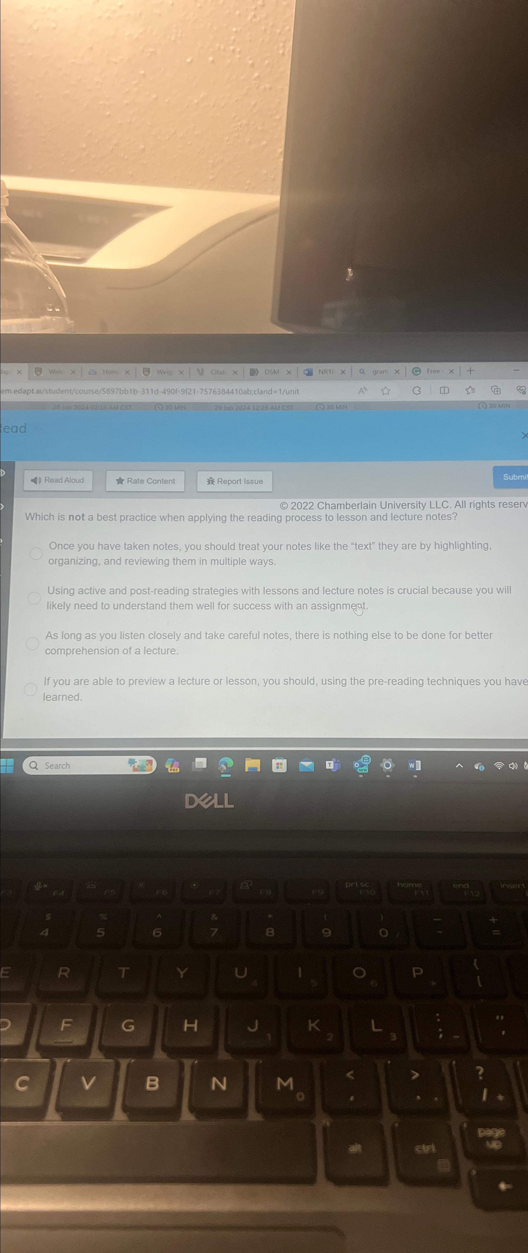  C)2022 Chamberlain University LLC. All rights reserv Which is not a