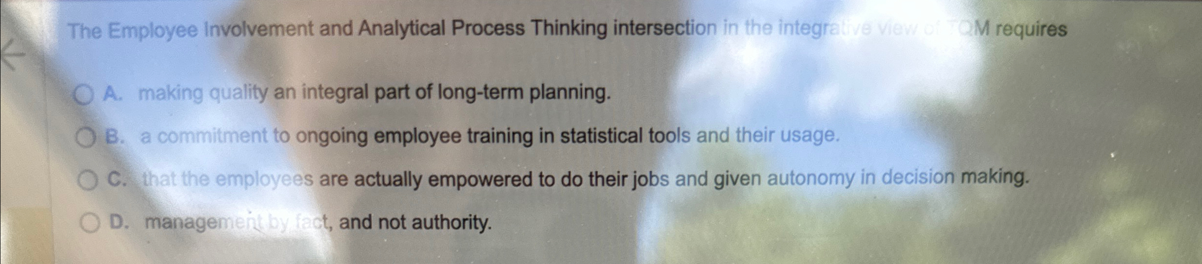  The Employee Involvement and Analytical Process Thinking intersection in the integral