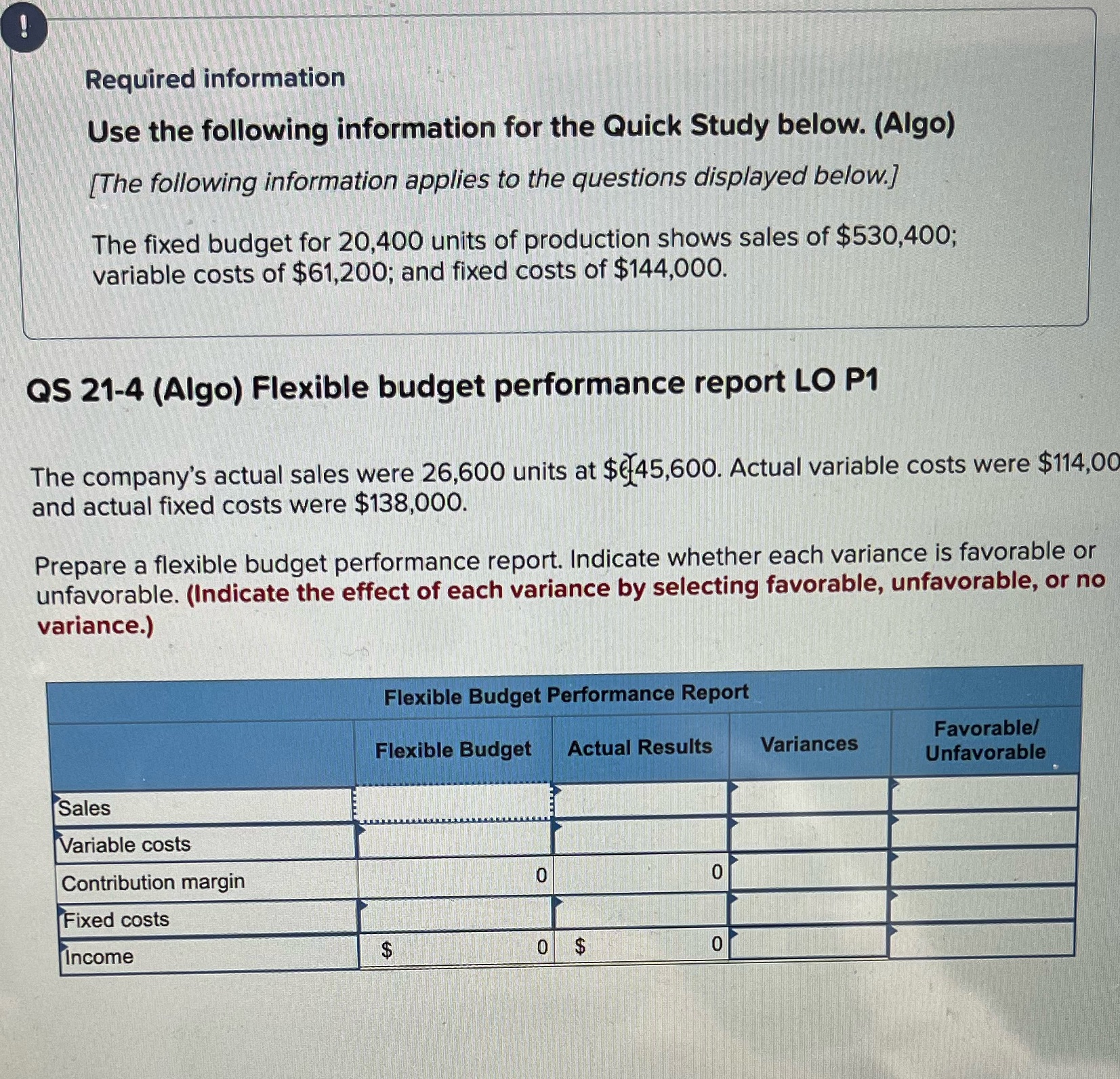 Required information Use the following information for the Quick Study below.