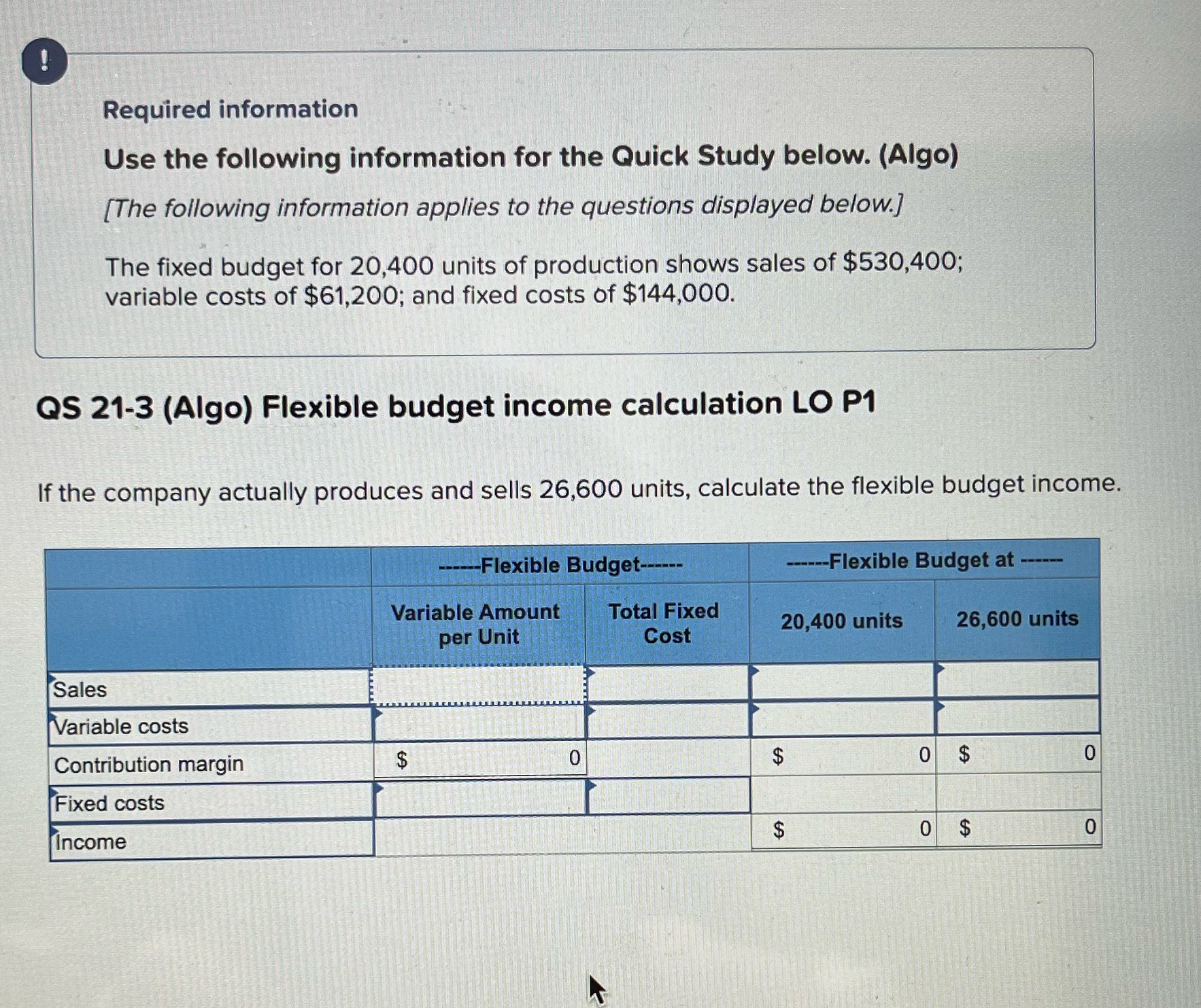 Required information Use the following information for the Quick Study below.