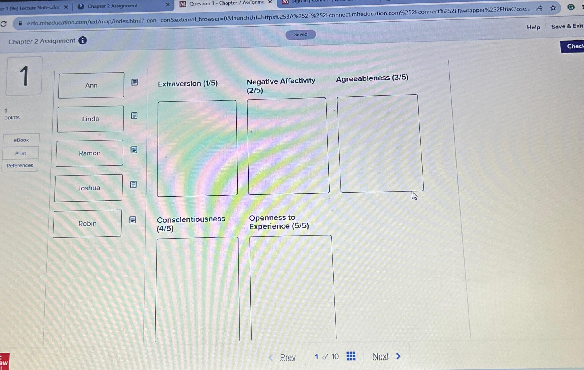  Chapter 2 Assignment (i) Saved Negative Affectivity (2/5) Conscientiousness Openness to