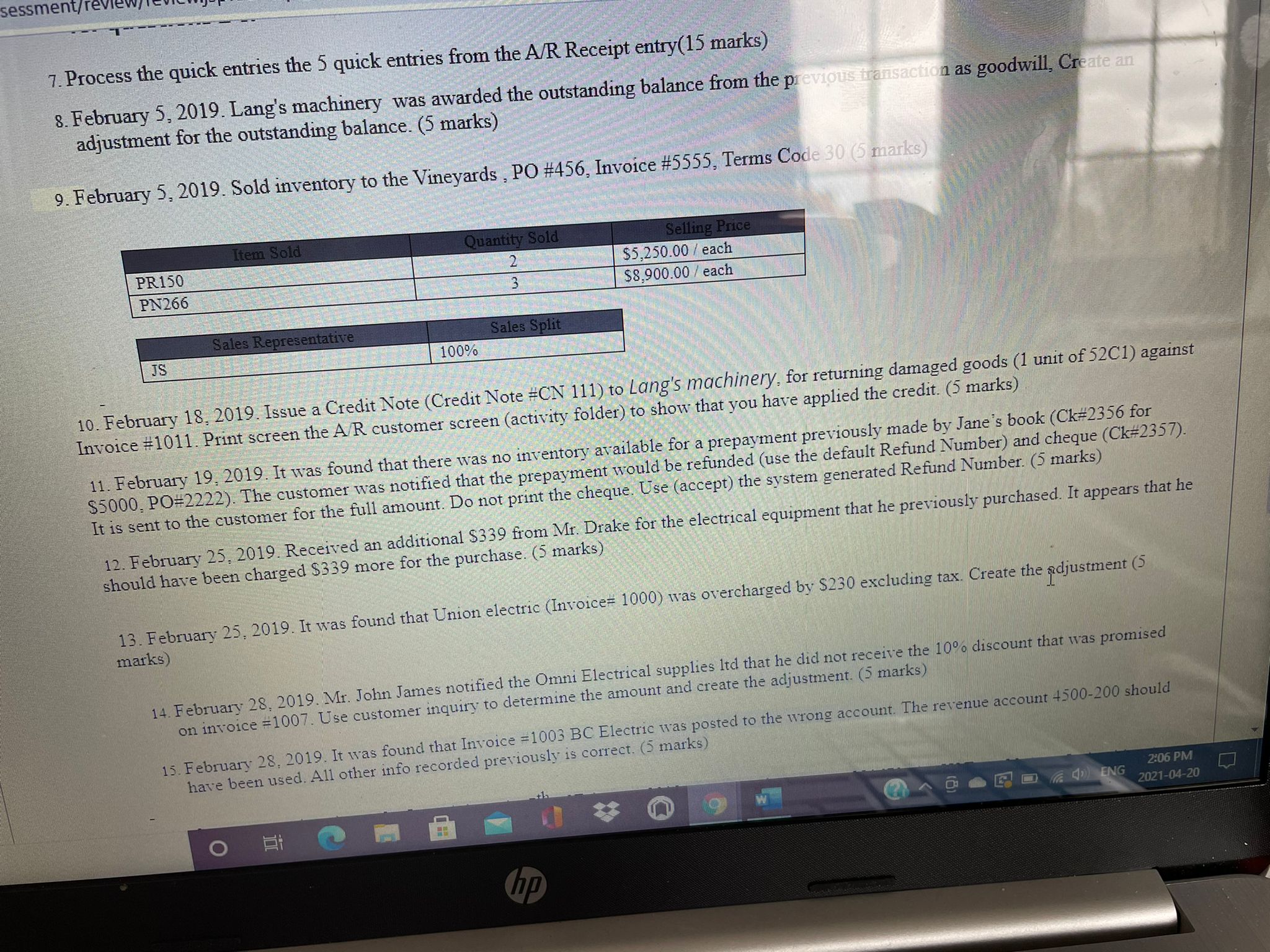sessment/revit 7. Process the quick entries the 5 quick entries from