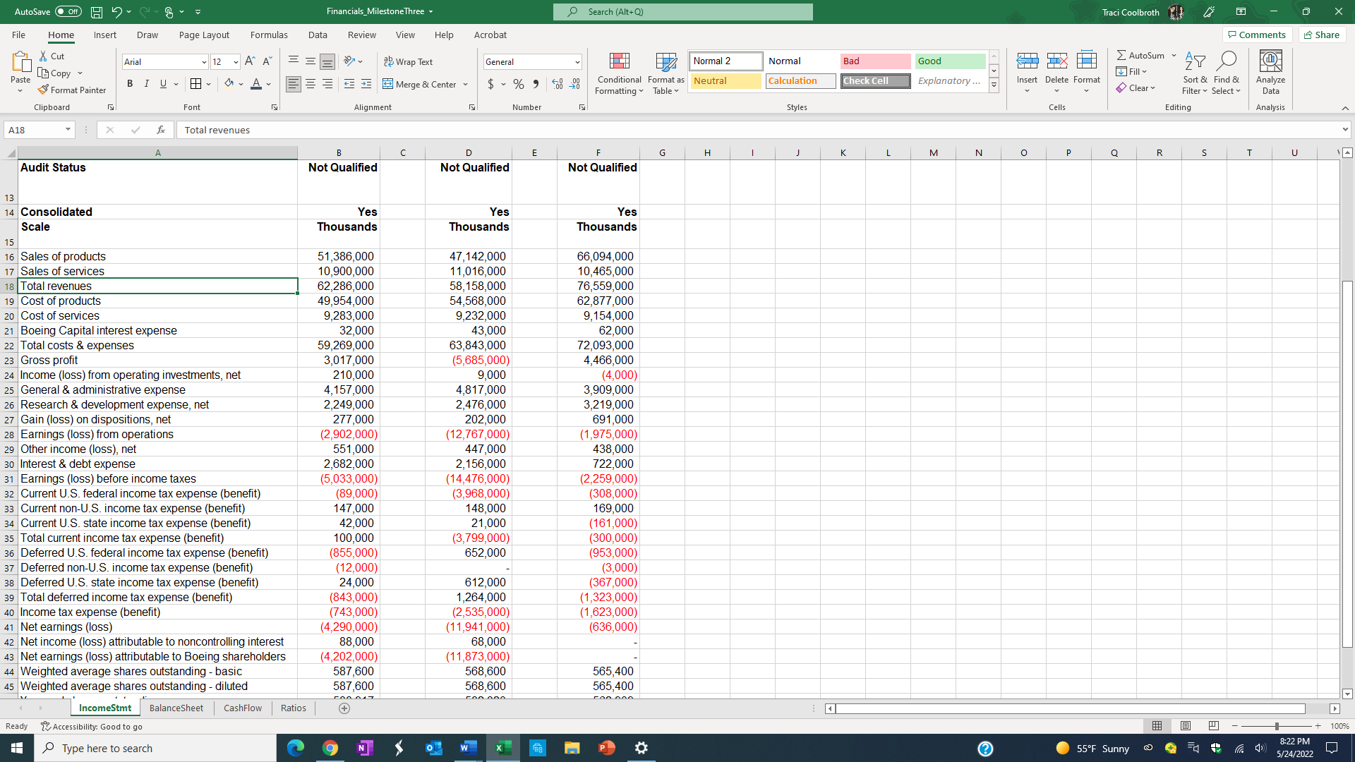 Which number do I use for EBIT? AutoSave . Off) Financials_MilestoneThree -