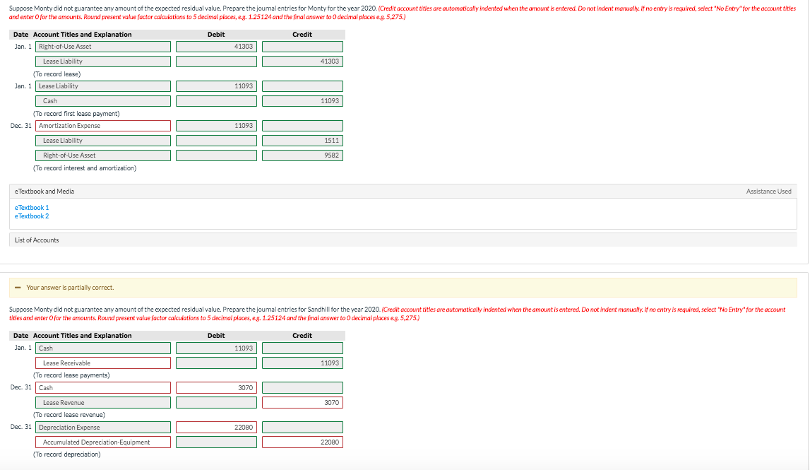 Sandhill Incorporated leases a piece of machinery to Monty Company on January