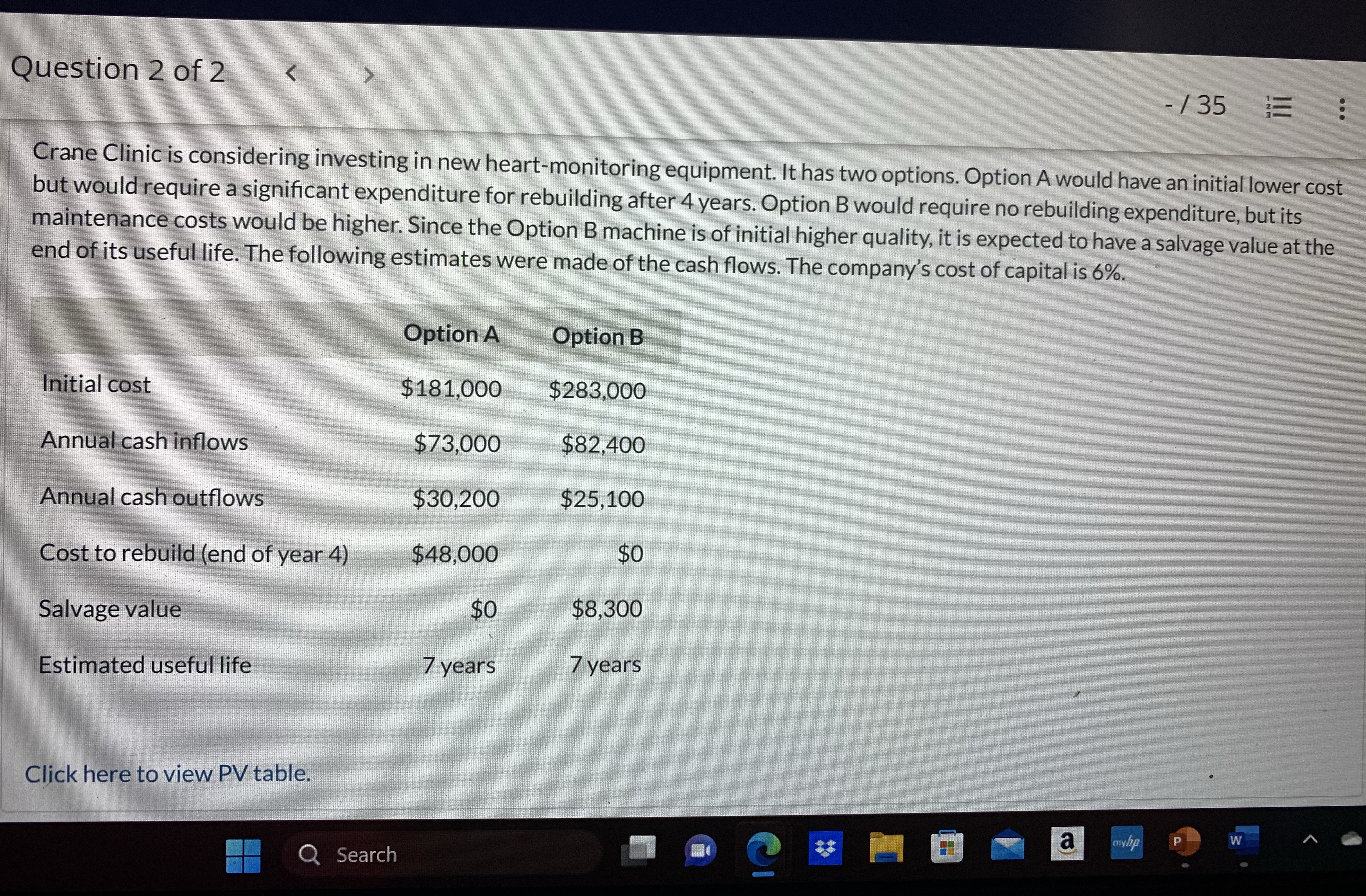 Calculate the Net Present Value, Probability Index, and Internal Rate of Return