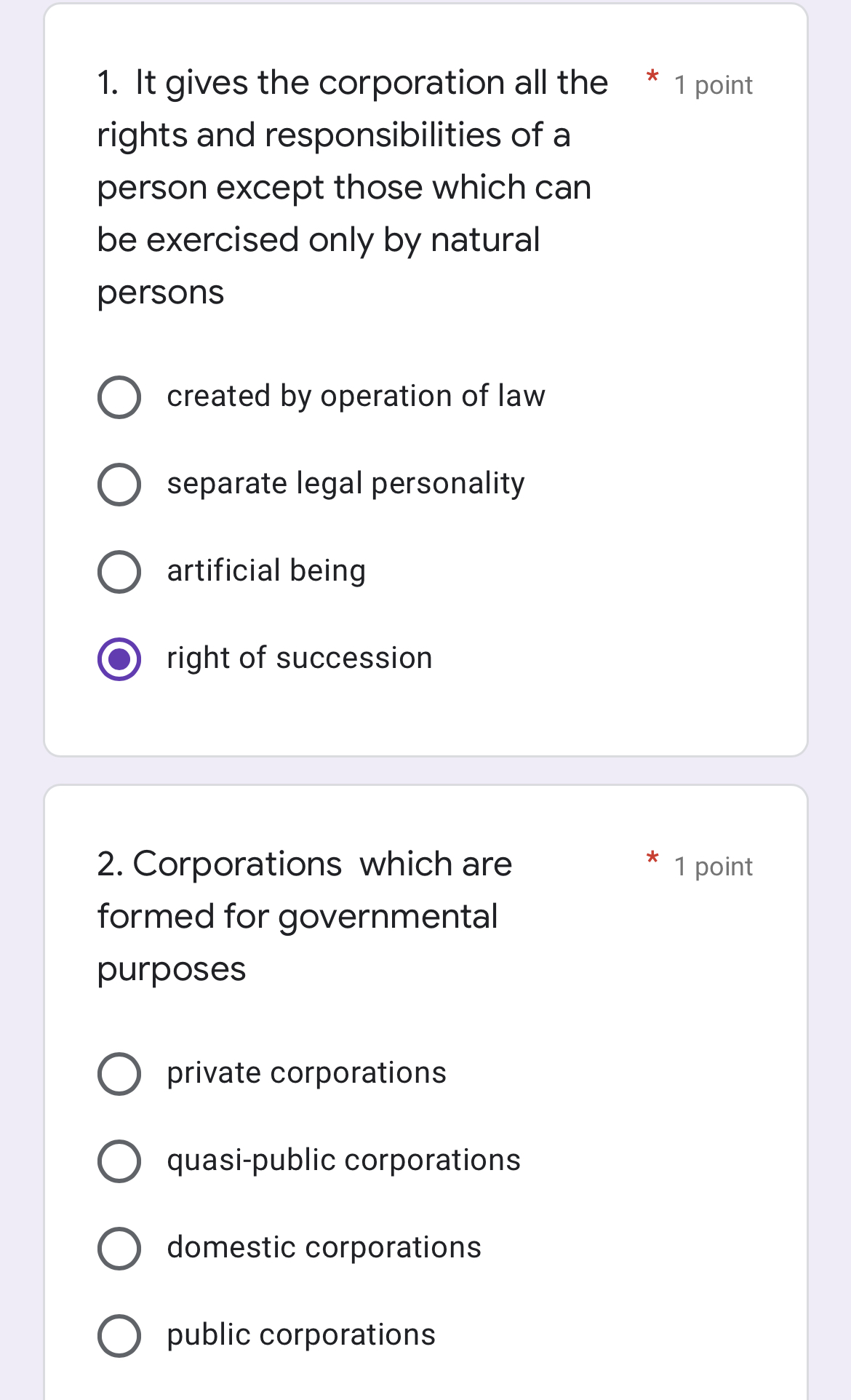 by operation of law 0 artificial being O has right of succession