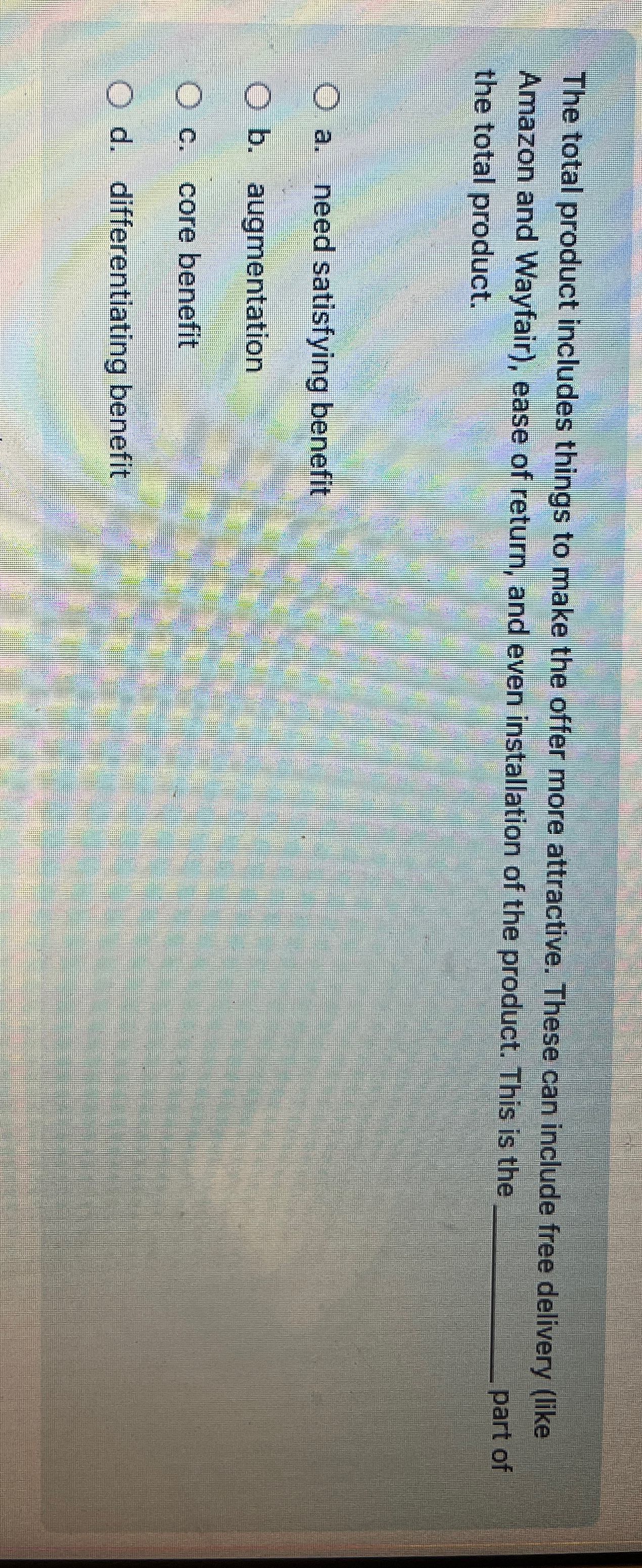  The total product includes things to make the offer more attractive.