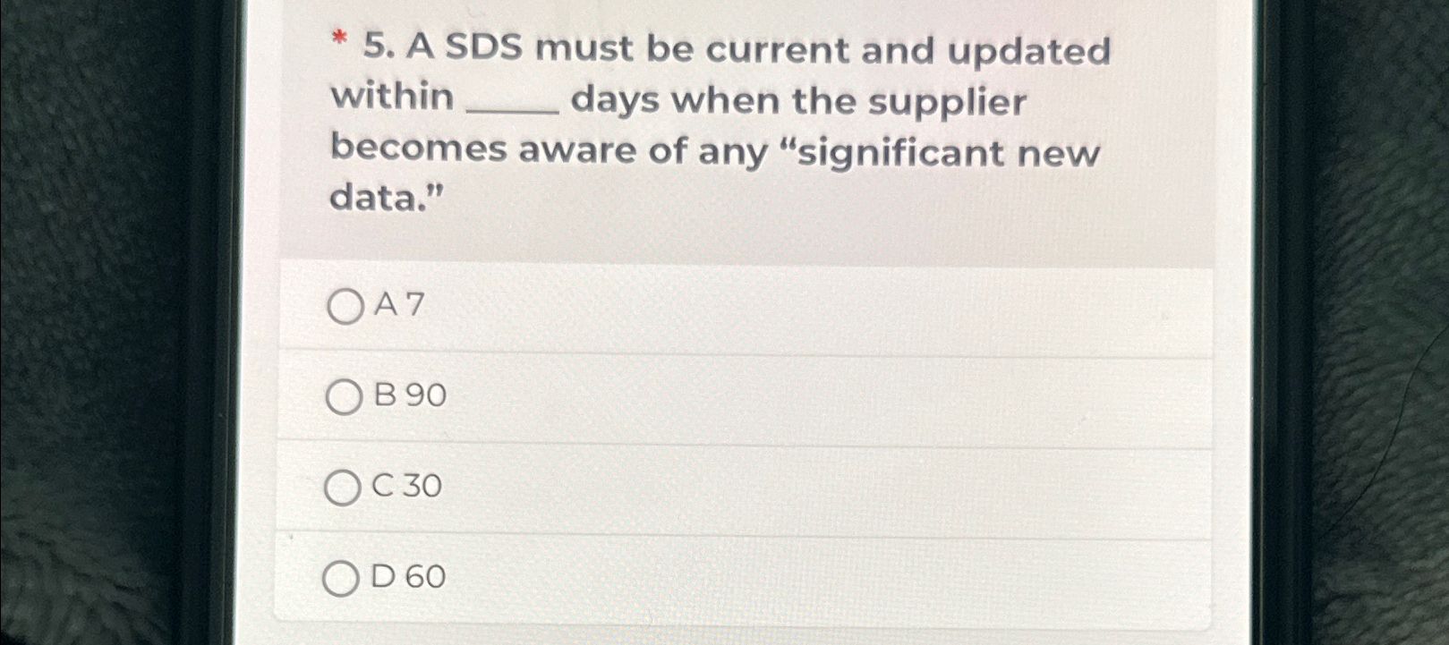  A SDS must be current and updated within days when the
