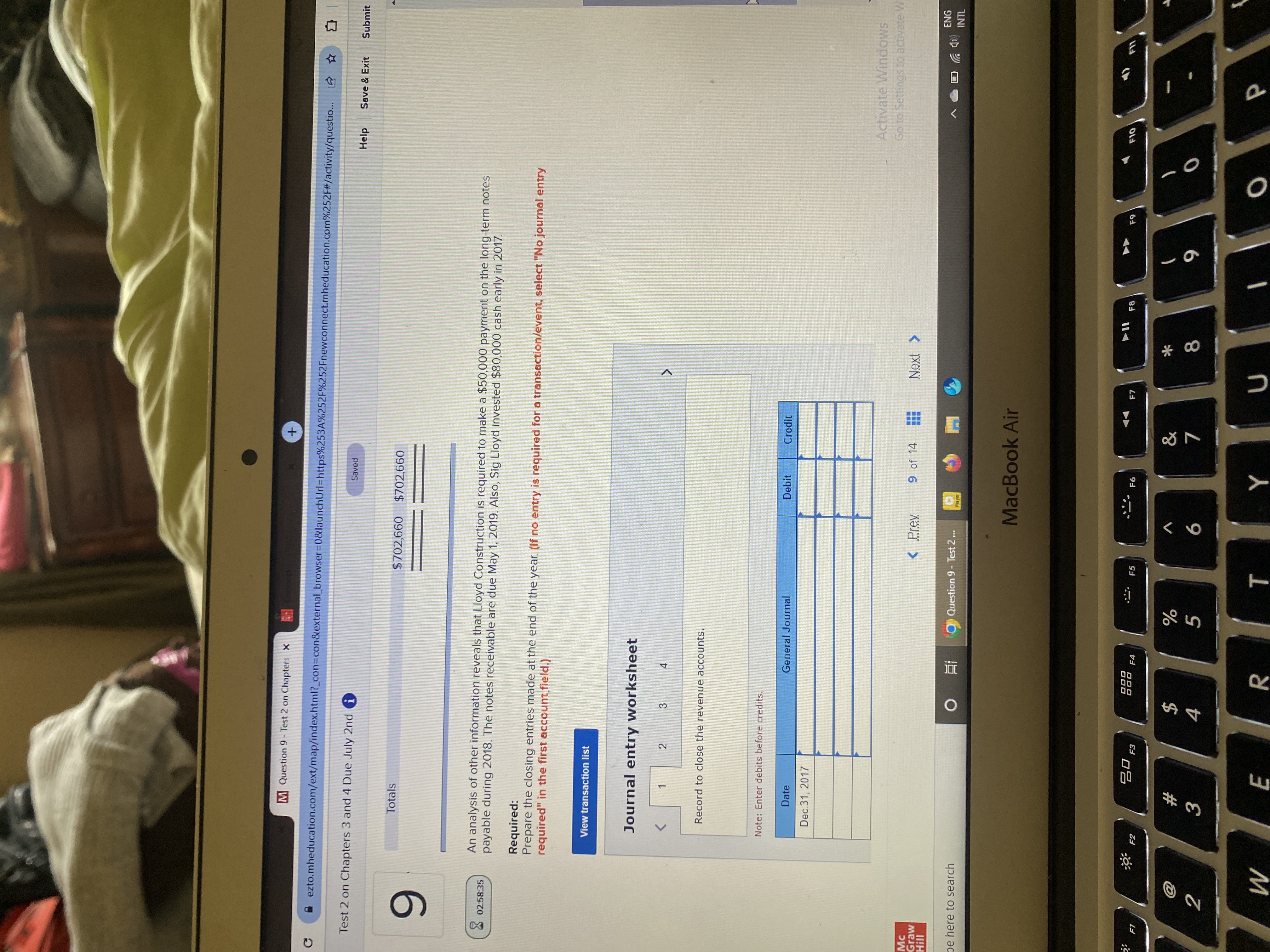 G ezto.mheducation.com/ext/map/index.html?_con=con&external_browser=0&launchUrl=https%253A%252F%252Fnewconnect.mheducation.com%252F#/activity/question. Test 2 on Chapters 3 and 4 Due July 2ndi