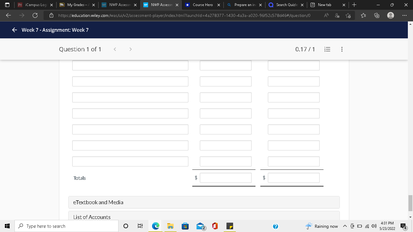 exp.) = Net inc.] List of Accounts Type here to search O