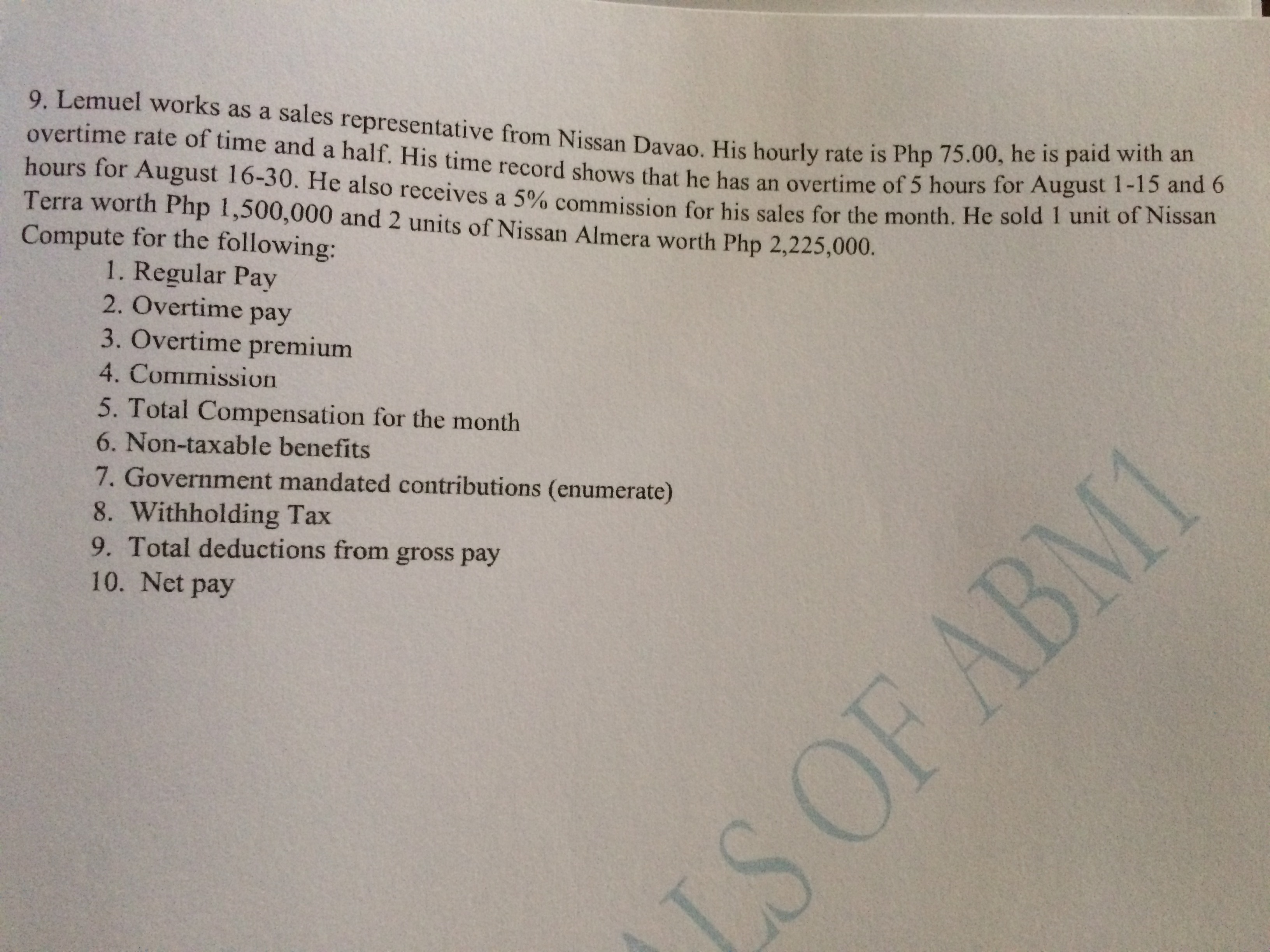 base your computation on philippines setting 2021 9. Lemuel works as a