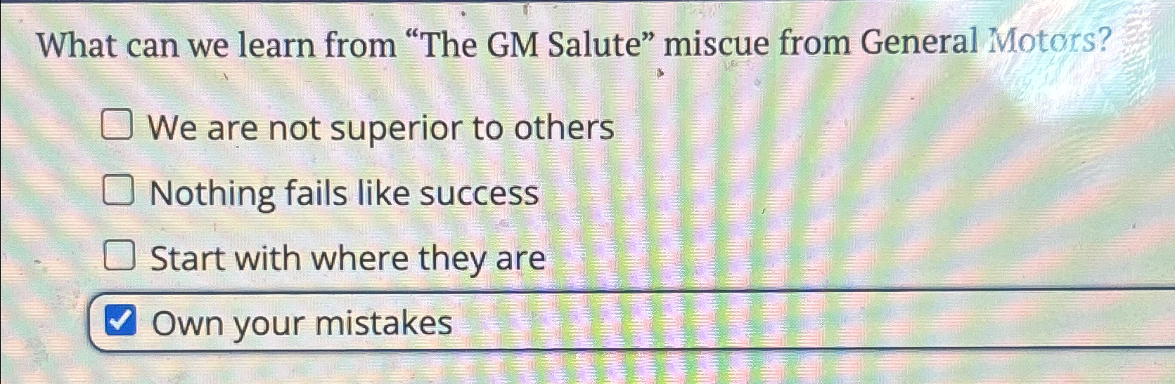  What can we learn from "The GM Salute" miscue from General