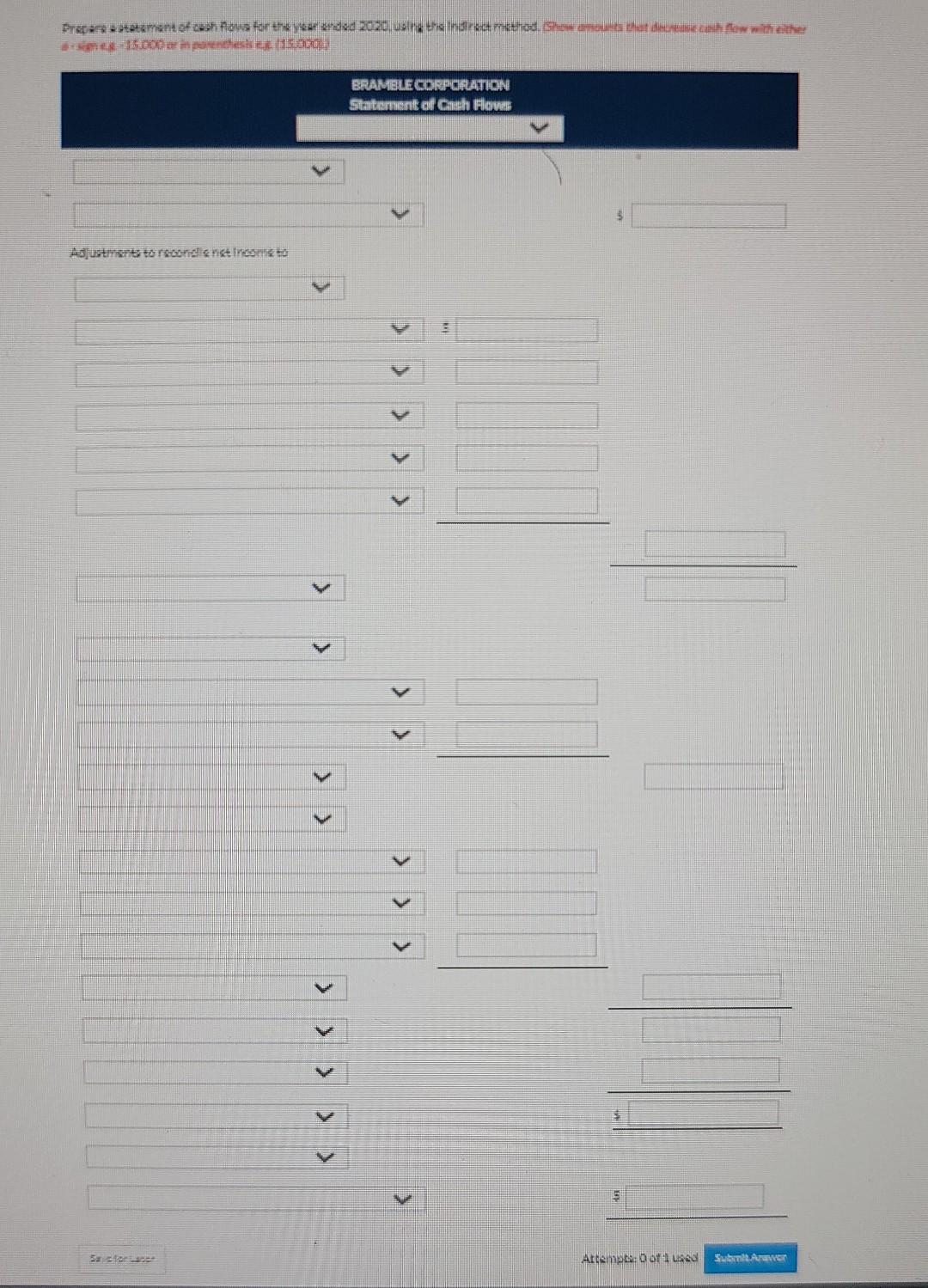 CORPORATION Comparative Balance Sheet Assets 2020 2019 Cash $42.600 $33.200 Accounts receivable