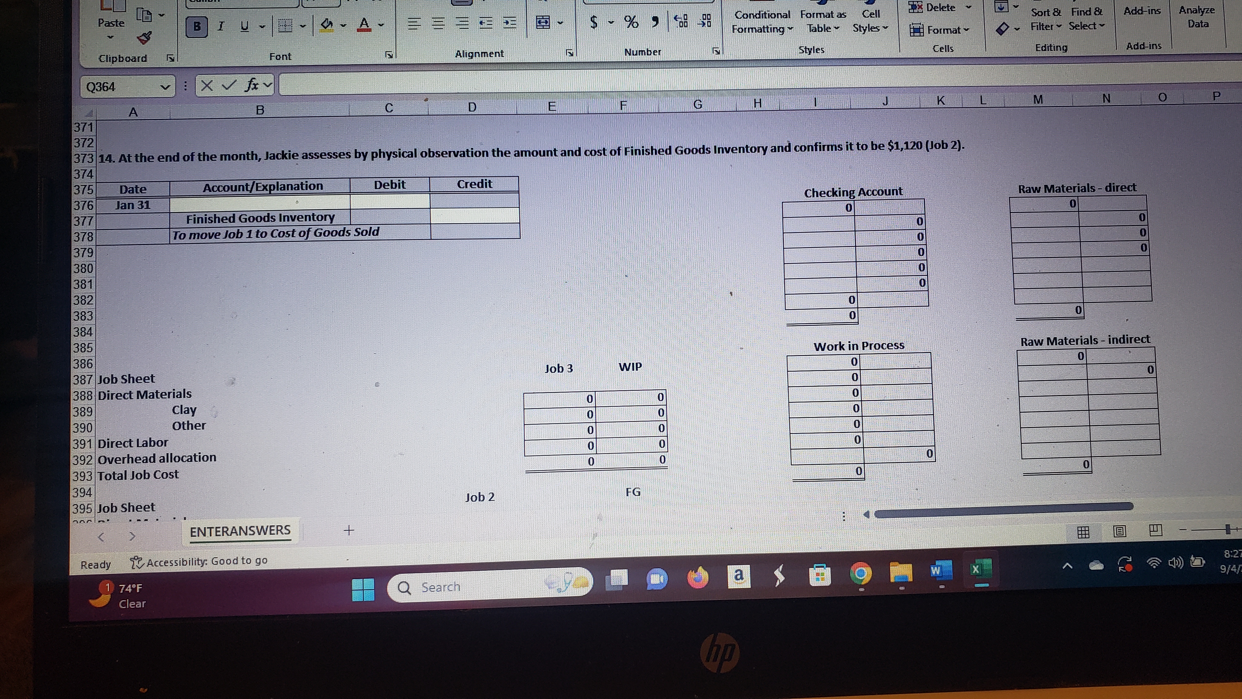 January 10, Margot purchased 100 pounds of clay for $2,000 and she