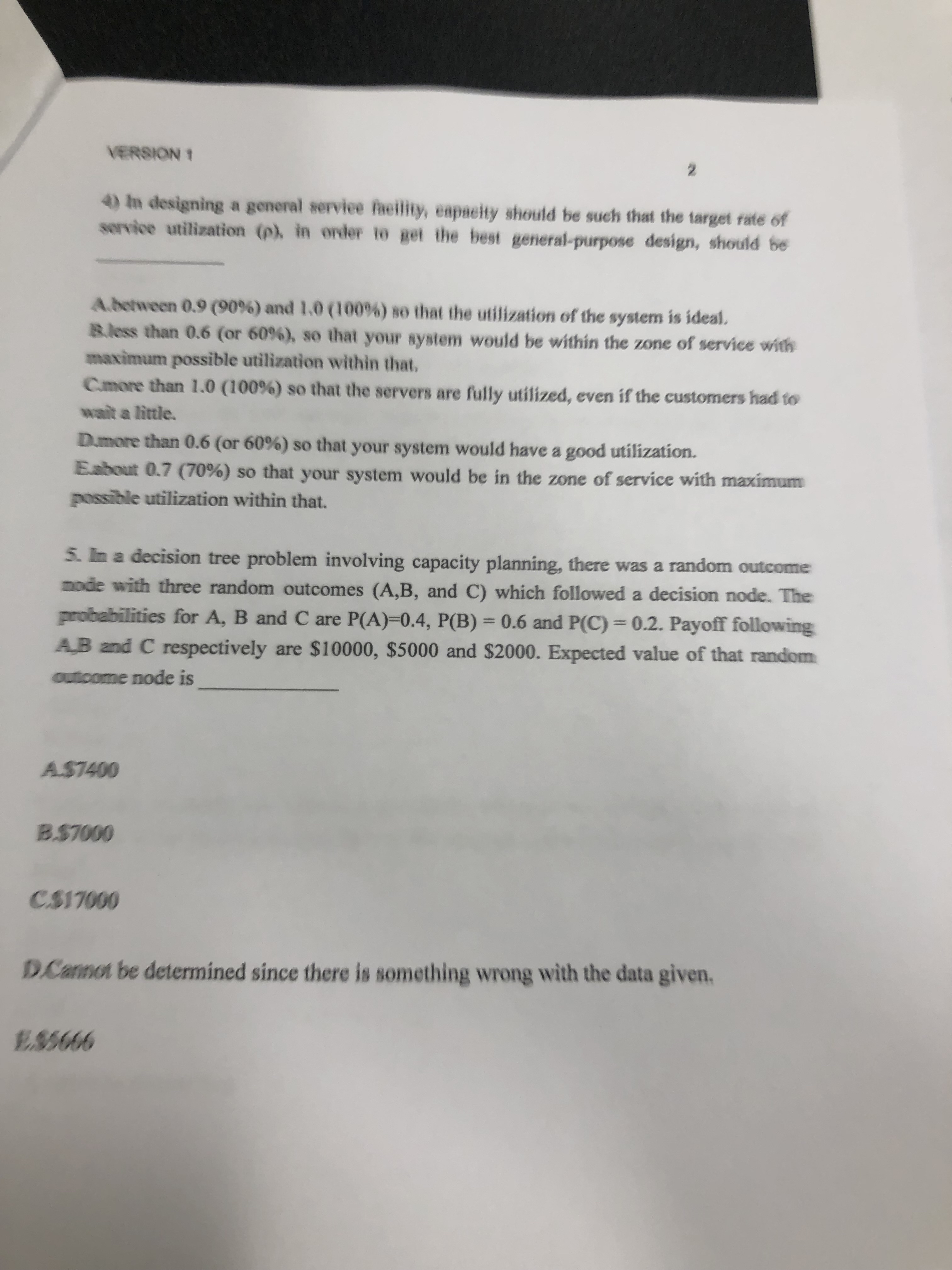  VERSION 1 2 In designing a general service faelity, eapacity should