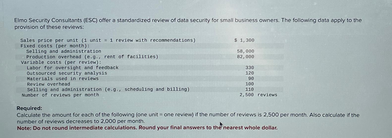 Elmo Security Consultants (ESC) offer a standardized review of data security
