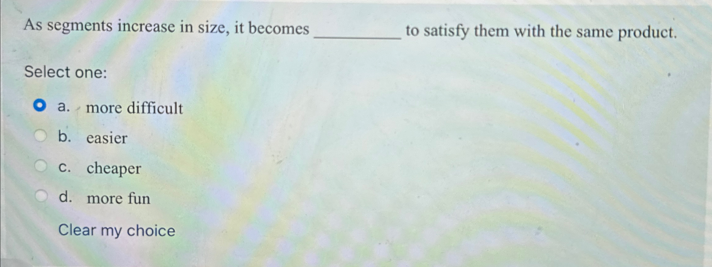  As segments increase in size, it becomes q, to satisfy them