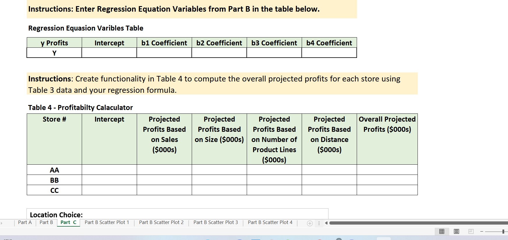 Analysis to take the data for the 20 stores that is in
