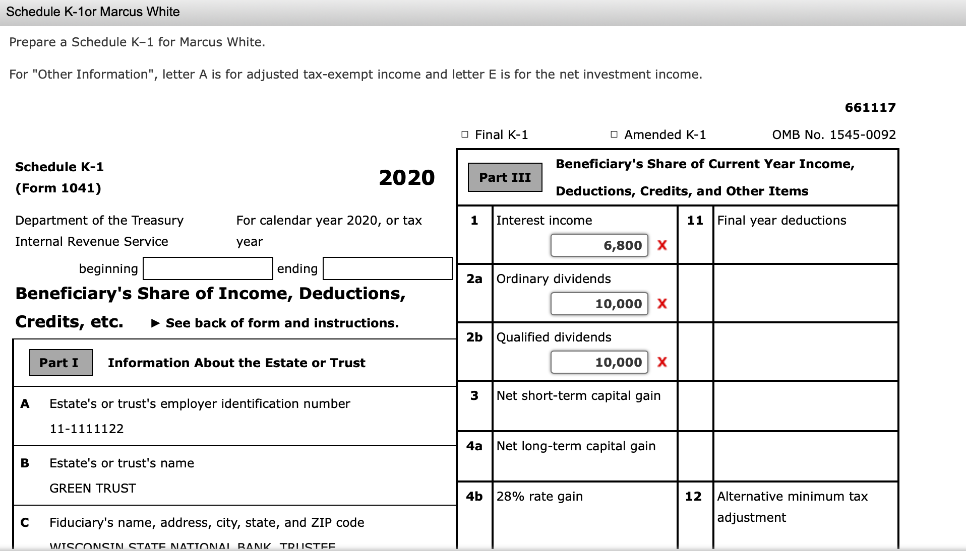 of the trust instrument, cost recovery, net capital gains and losses, and