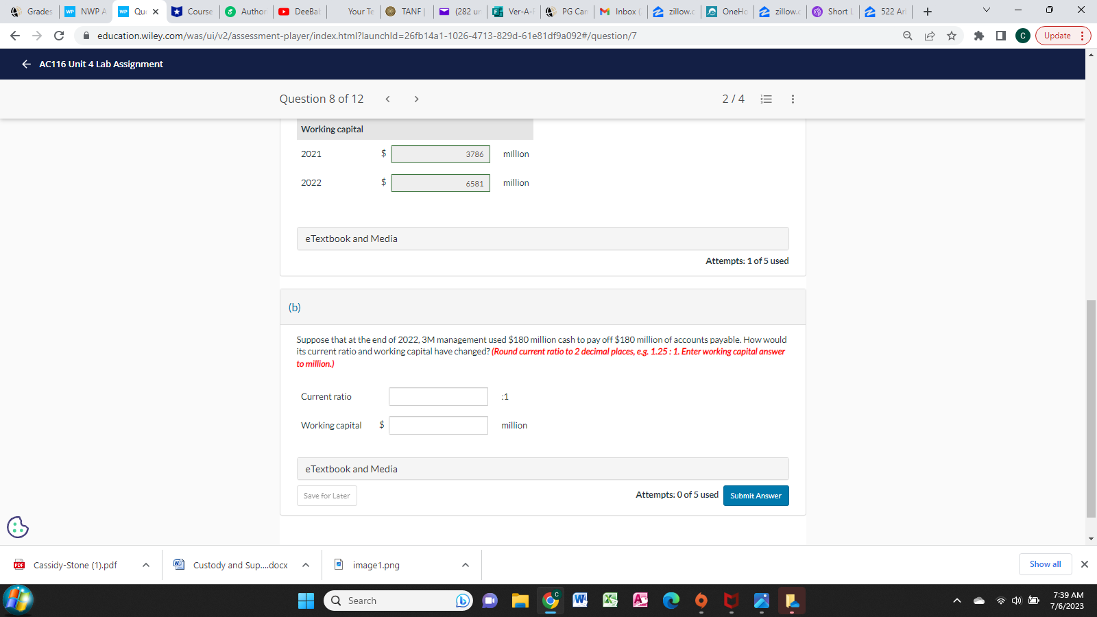 : C A education.wiley.com/was/ui/v2/assessment-player/index.html?launchld=26fb14a1-1026-4713-829d-61e81df9092#/question/6 Update : C A education.wiley.com/was/ui/v2/assessment-player/index.html?launchld=26fb14a1-1026-4713-829d-61e81df9092#/question/7 Update : C