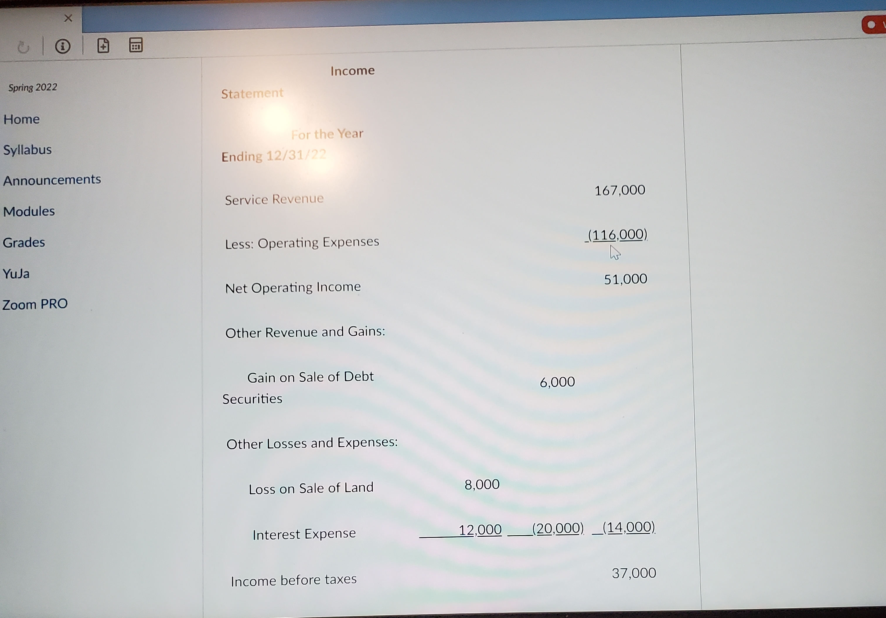 Balance Sheets Modules 12/31/2022 12/31/2021 Difference Grades YuJa Cash 75,000 45,000 30,000