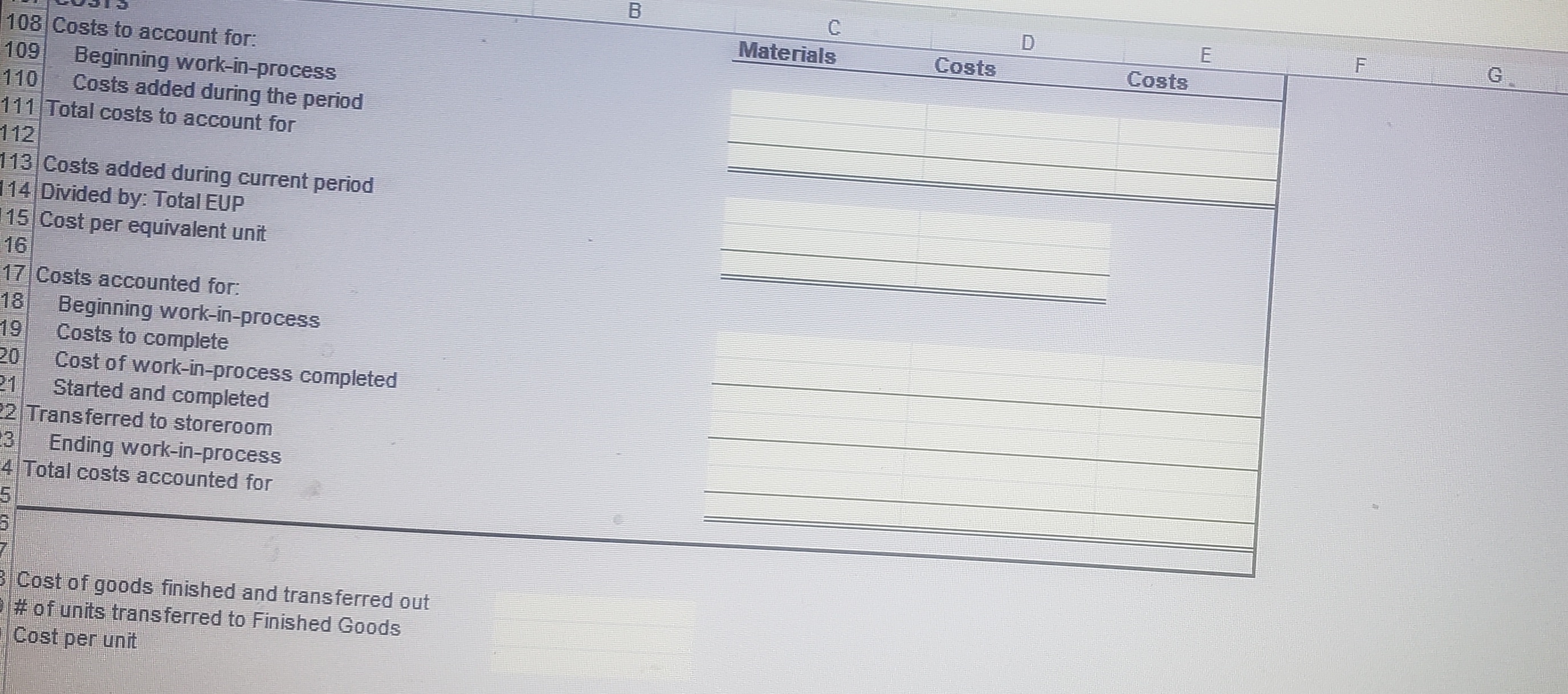 production that were complete as to raw materials but only 25% complete