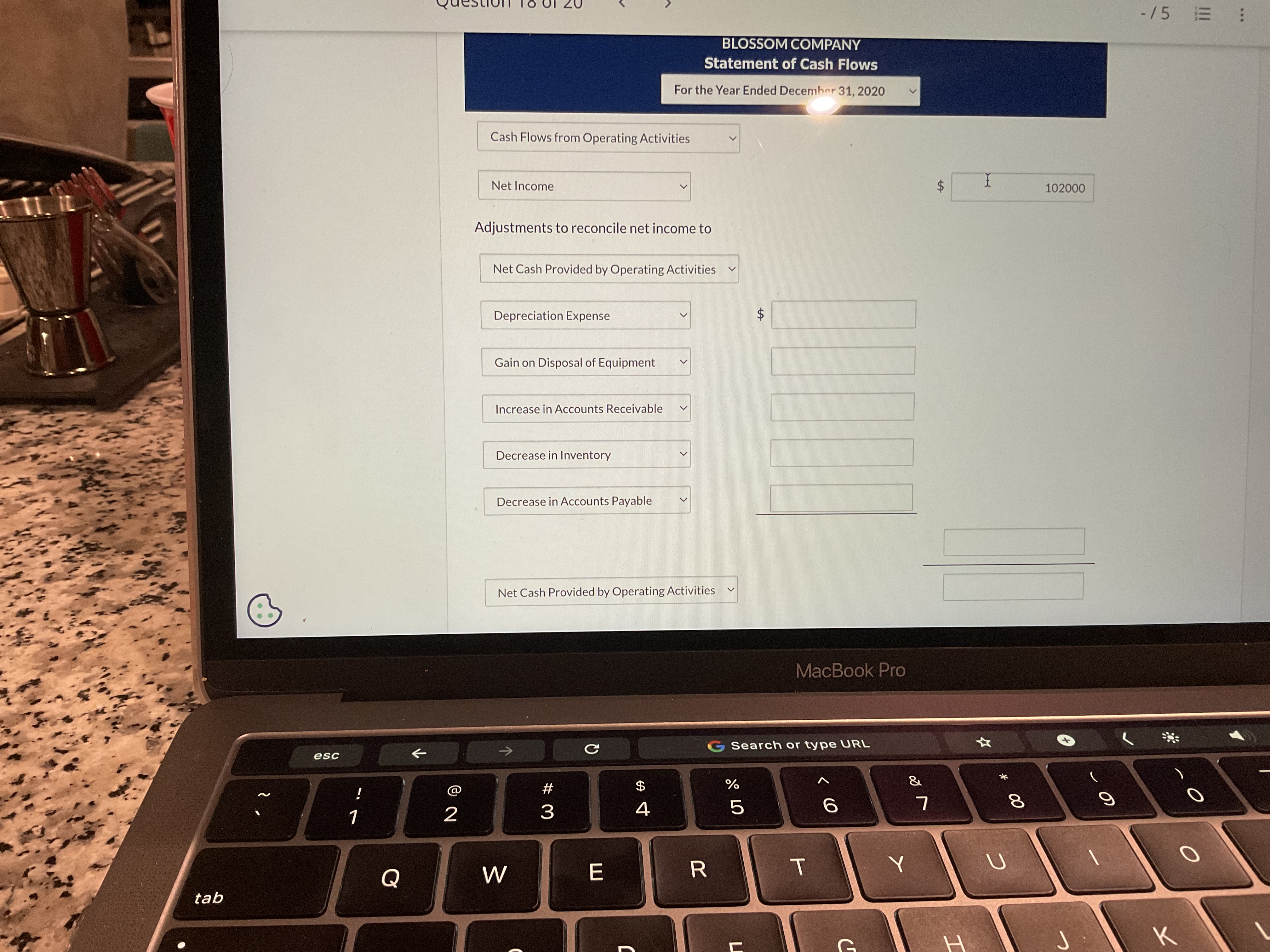December 31 Assets 2020 2019 Cash $72,000 $22,000 Accounts receivable 88,000 75,000