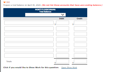 the current season on April 1, the ledger of Monty's Discorama showed