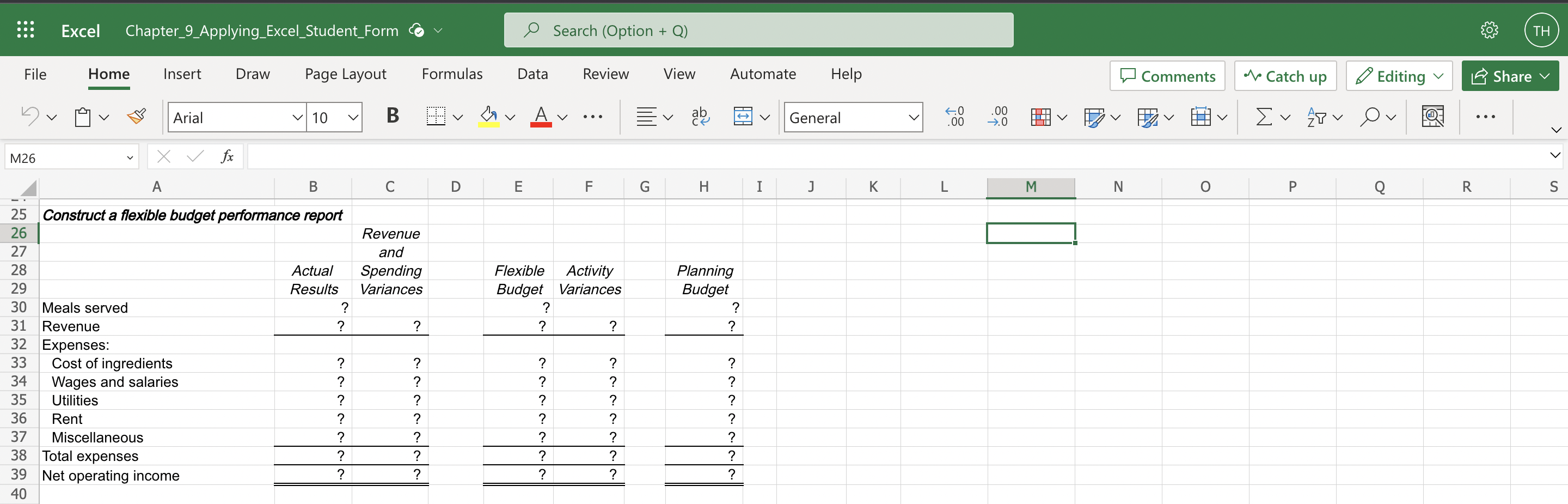 Insert Draw Page Layout Formulas Data Review View Automate Help E Comments