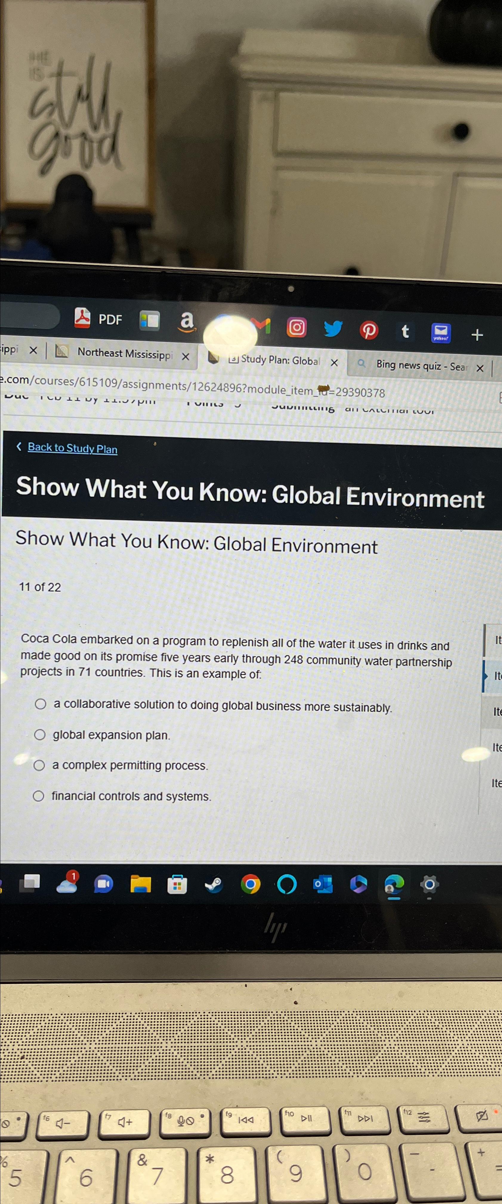  Back to Study Plan Show What You Know: Global Environment Show
