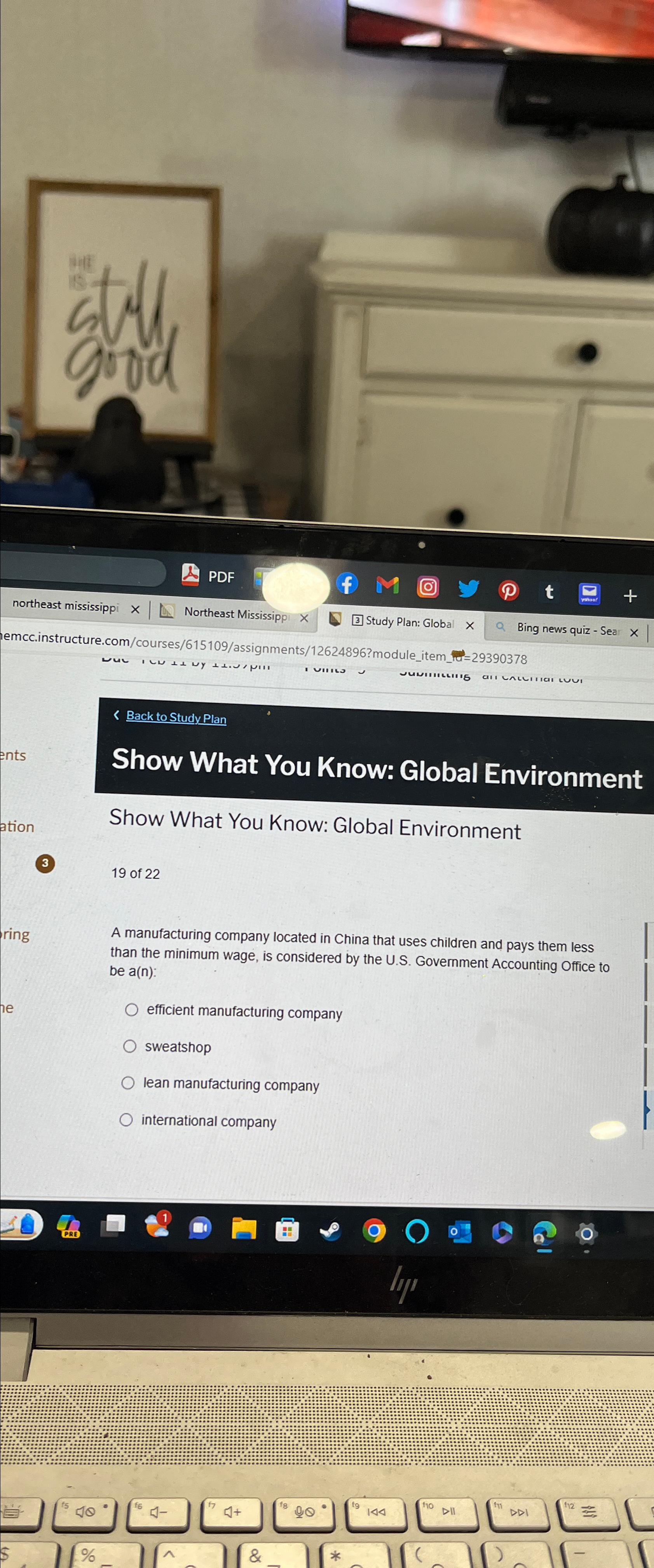  Back to Study Plan Show What You Know: Global Environment Show