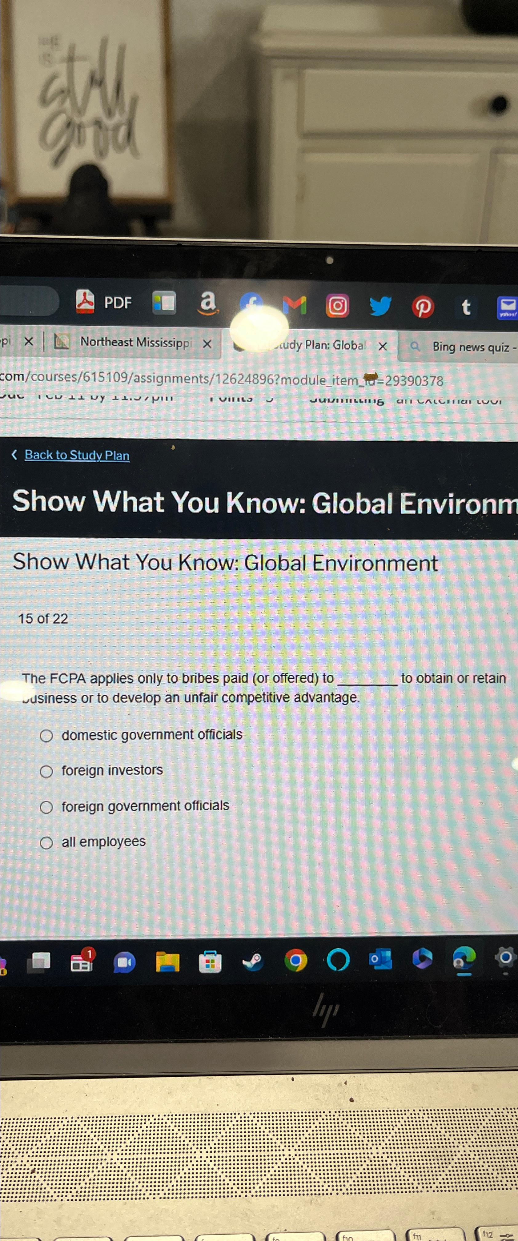  Back to Study Plan Show What You Know: Global Environm Show