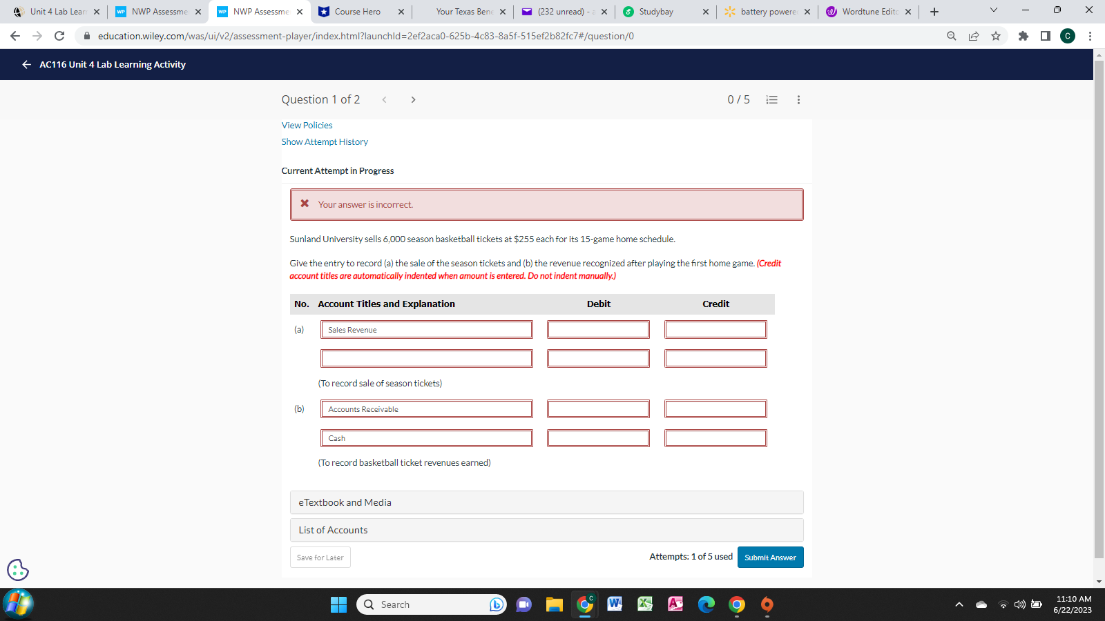 Unit 4 Lab Lear X WP NWP Assessme X WP NWP
