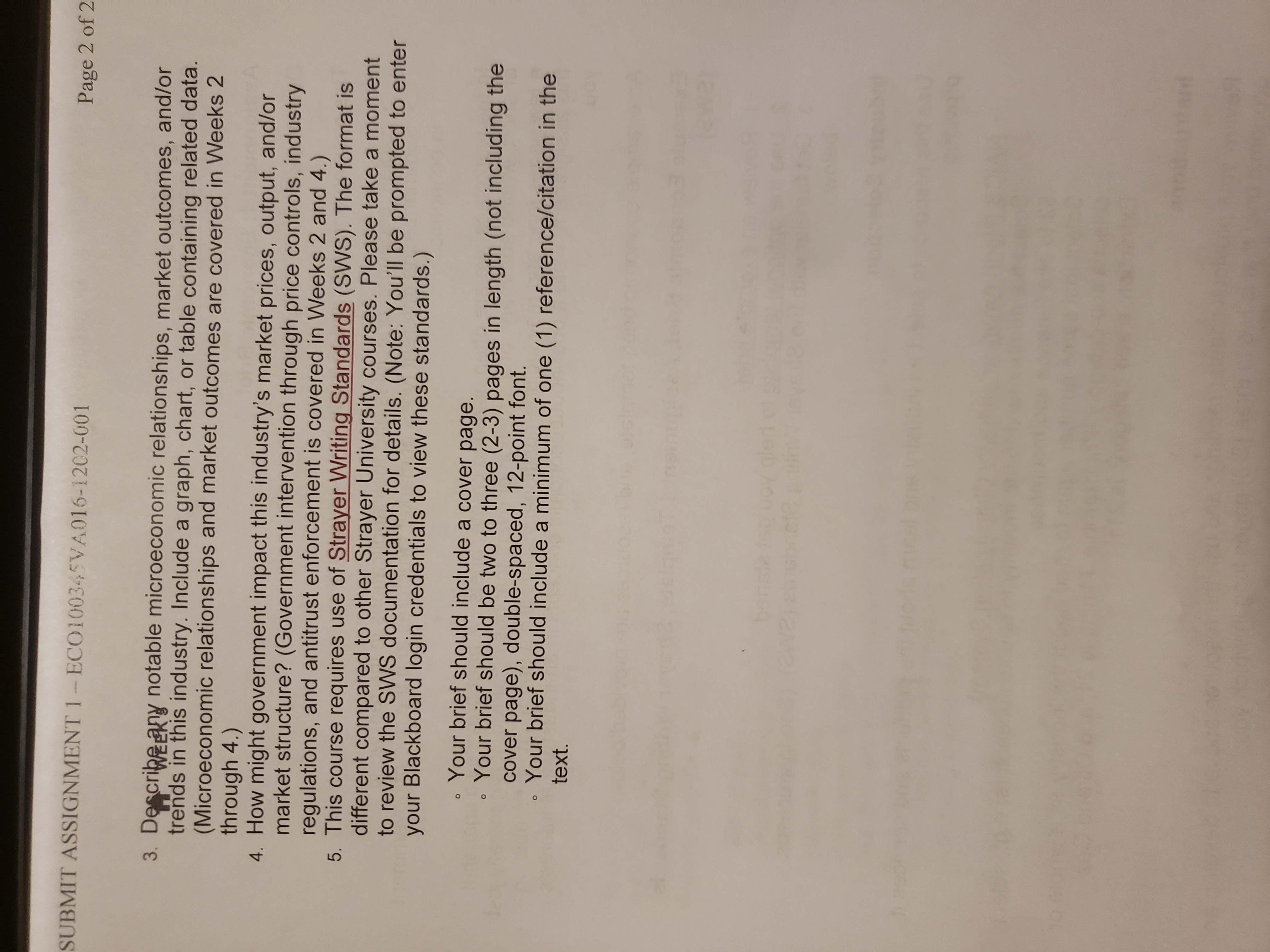 ECO100345VA016-1202/-001 Page 1 of 2 WEEKS SUBMIT ASSIGNMENT 1 Assignment 1: Economic