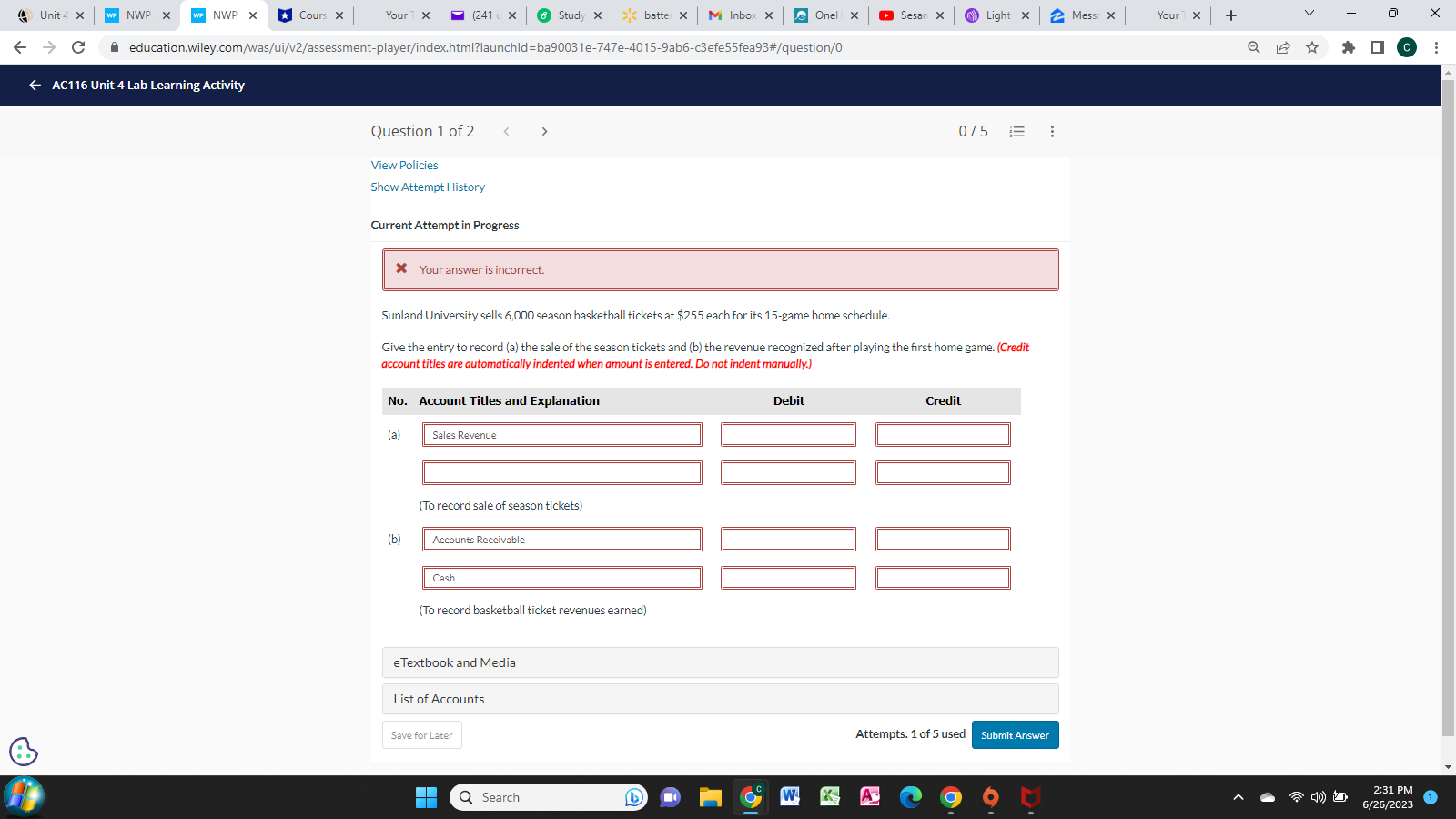a x Studybay X > C A education.wiley.com/was/ui/v2/assessment-player/index.html?launchld=2ef2aca0-625b-4c83-8a5f-515ef2682fc7#/question/0 Q * I C