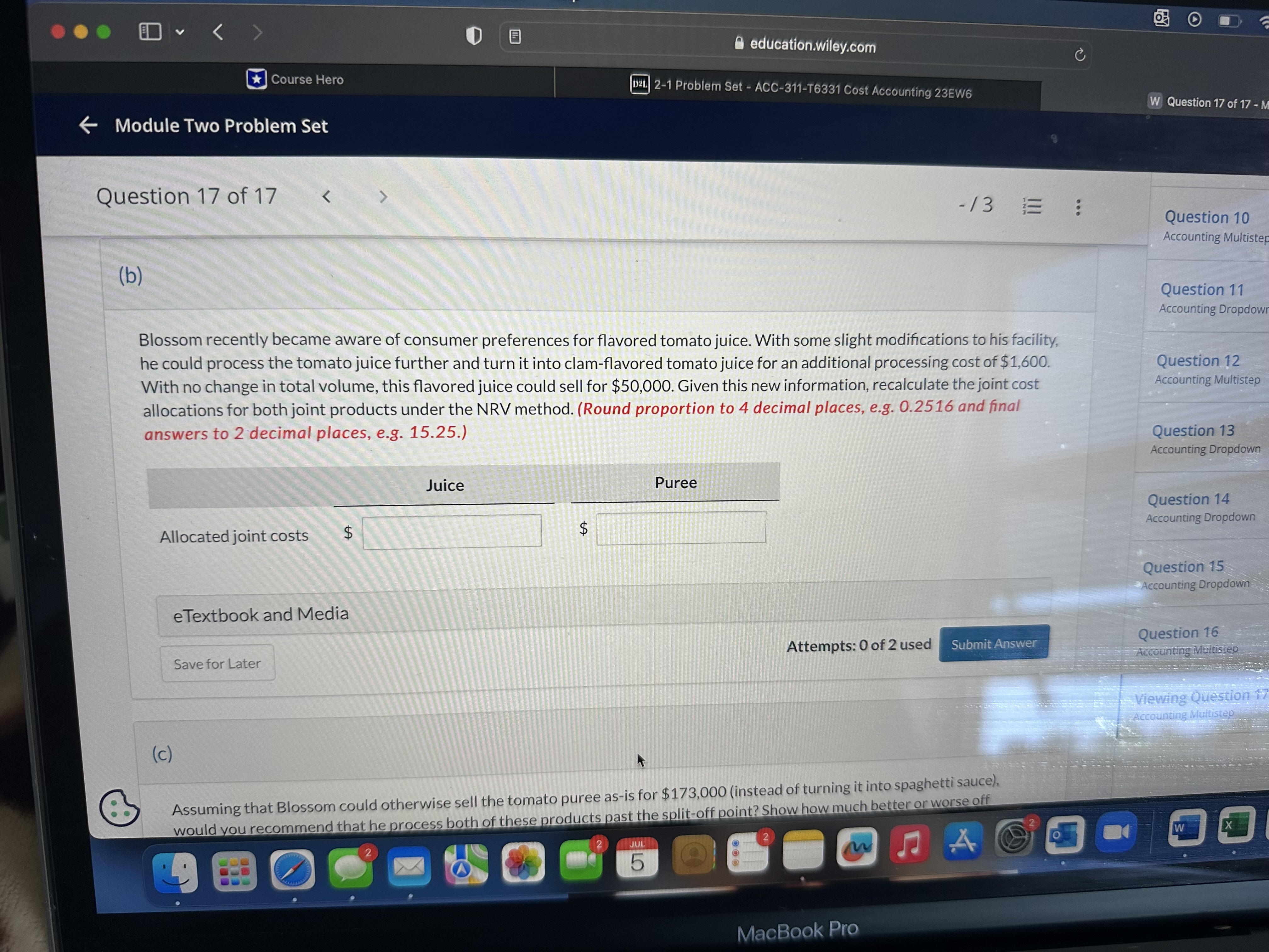 achieve his prot goal. (Enter loss using either a negative sign preceding