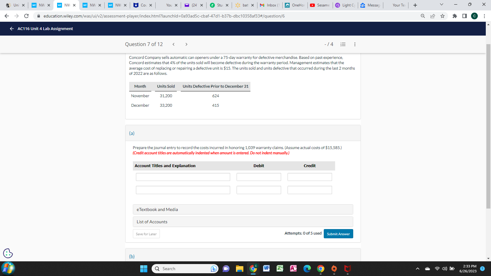 the problem.) Date Account Titles and Explanation Debit Credit PHAROAH COMPANY AN