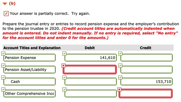  (b) # Your answer is partially correct. Try again. Prepare the