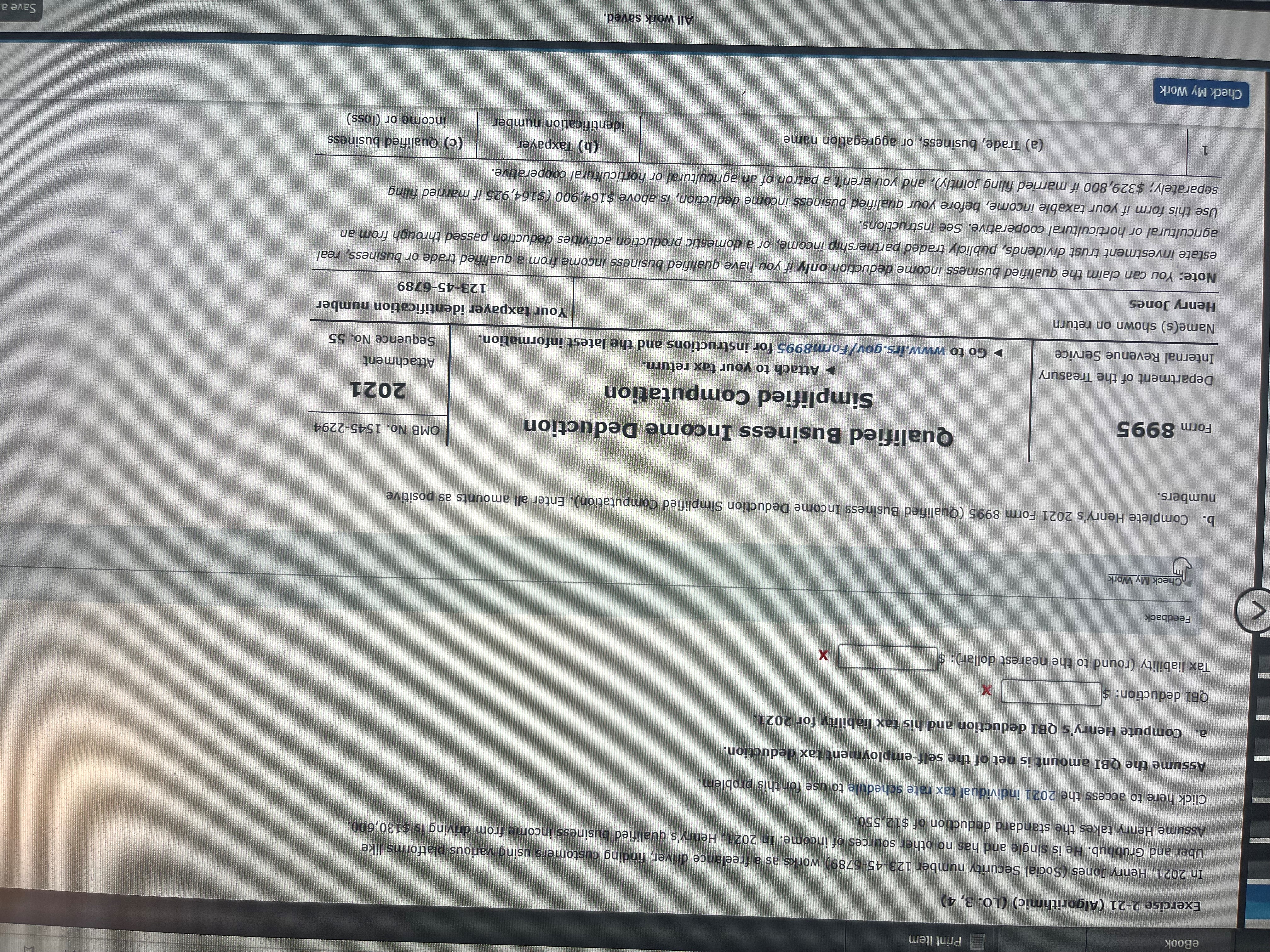  eBook Print Item Exercise 2-21 (Algorithmic) (LO. 3, 4) In 2021,